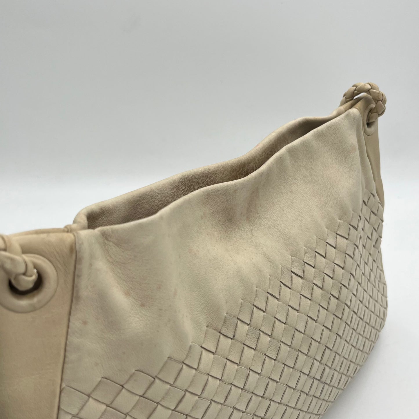 Bottega Veneta White Intecciato Shoulder Bag