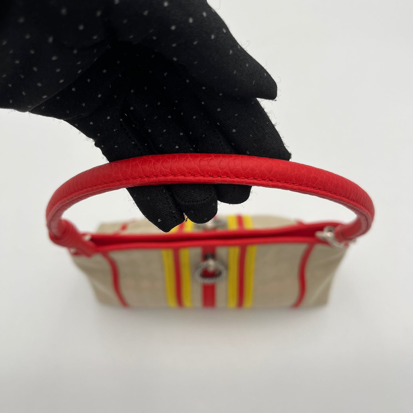Bottega Veneta Red and Yellow Stripe Pochette