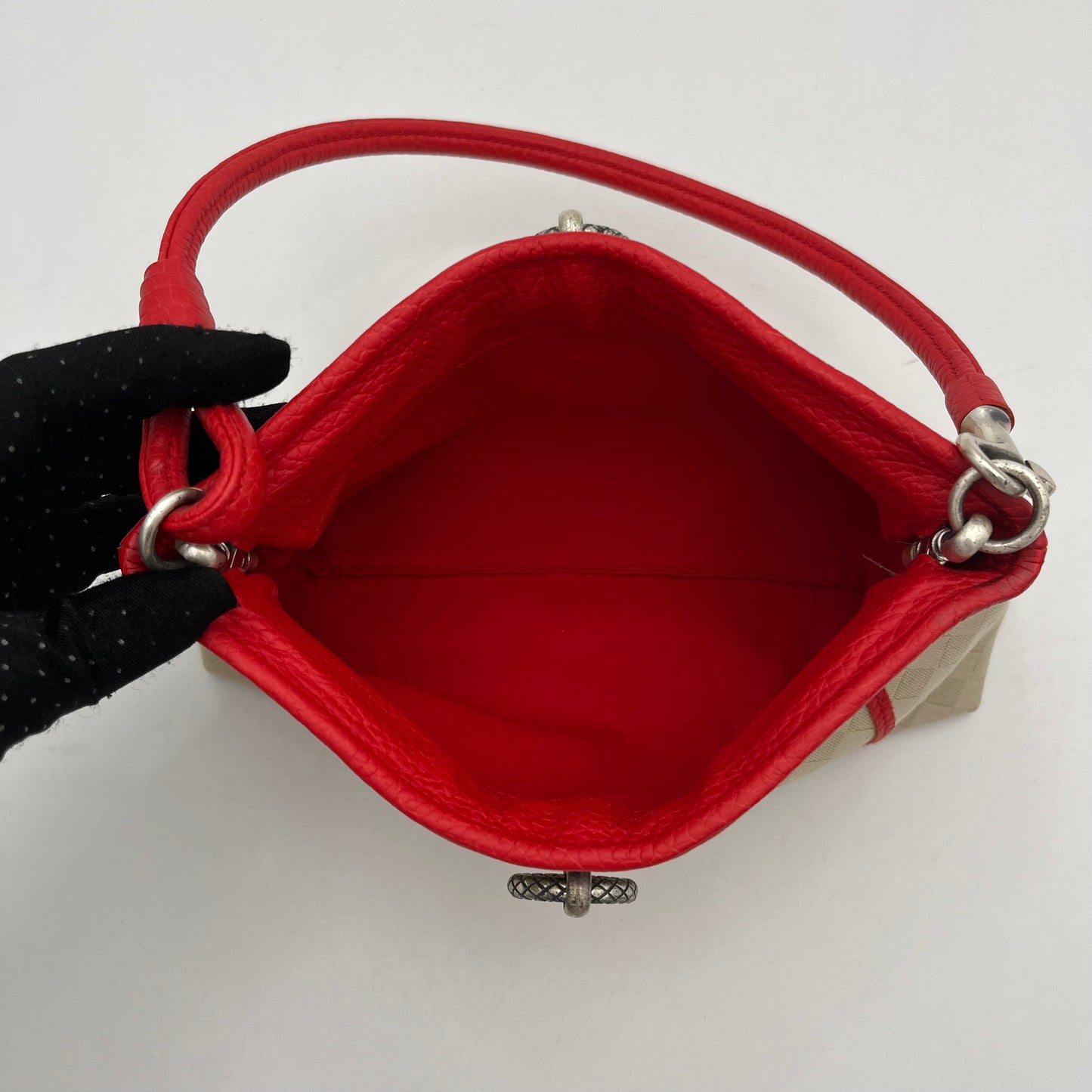 Bottega Veneta Red and Yellow Stripe Pochette