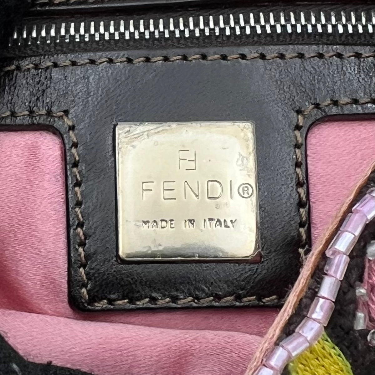 Fendi Beaded Embroidered Fringe Baguette