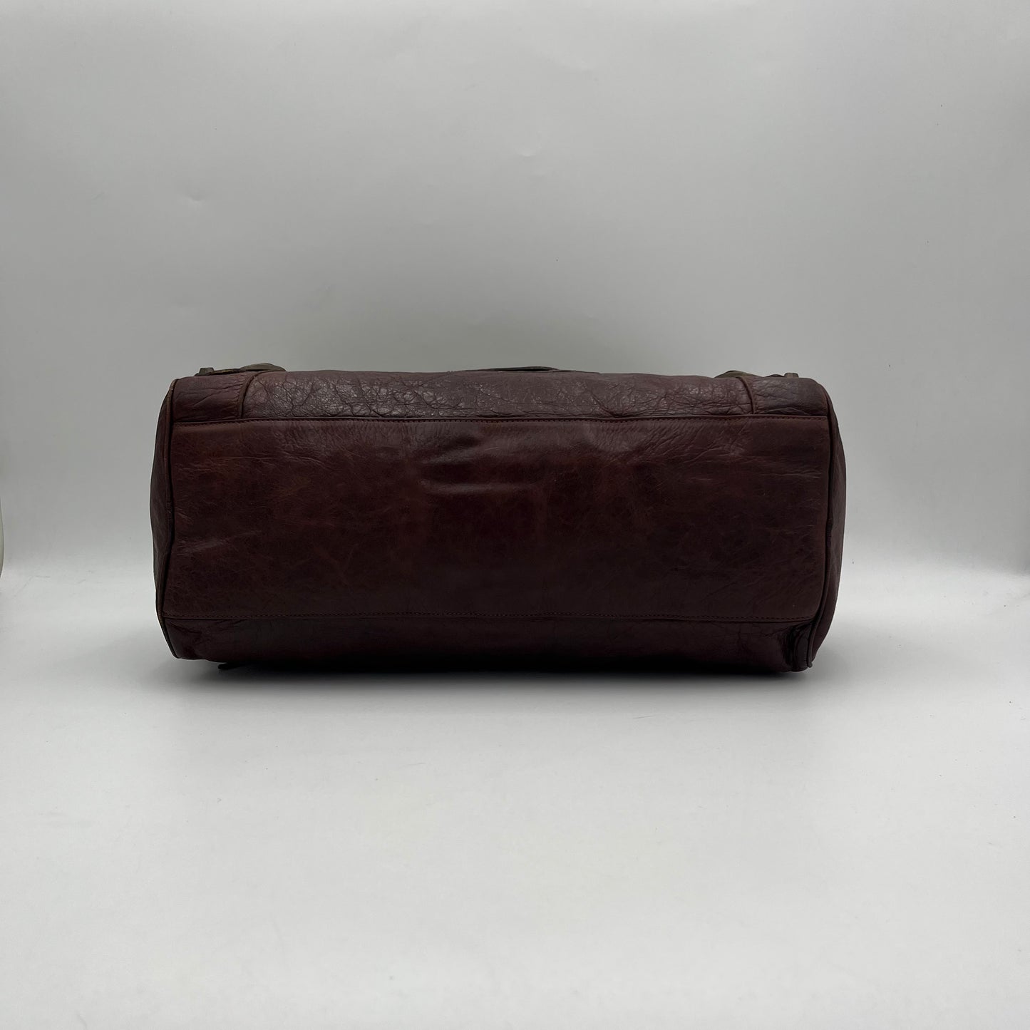 Balenciaga Burgundy Leather Motocross Classic Twiggy Bag