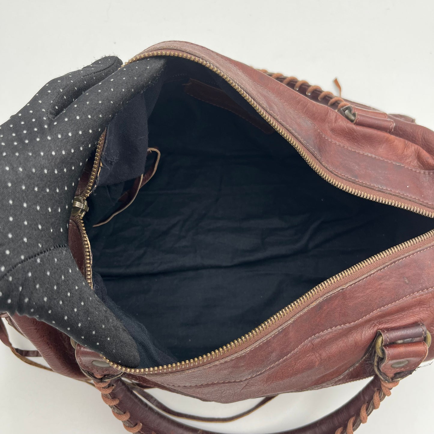 Balenciaga Burgundy Leather Motocross Classic Twiggy Bag