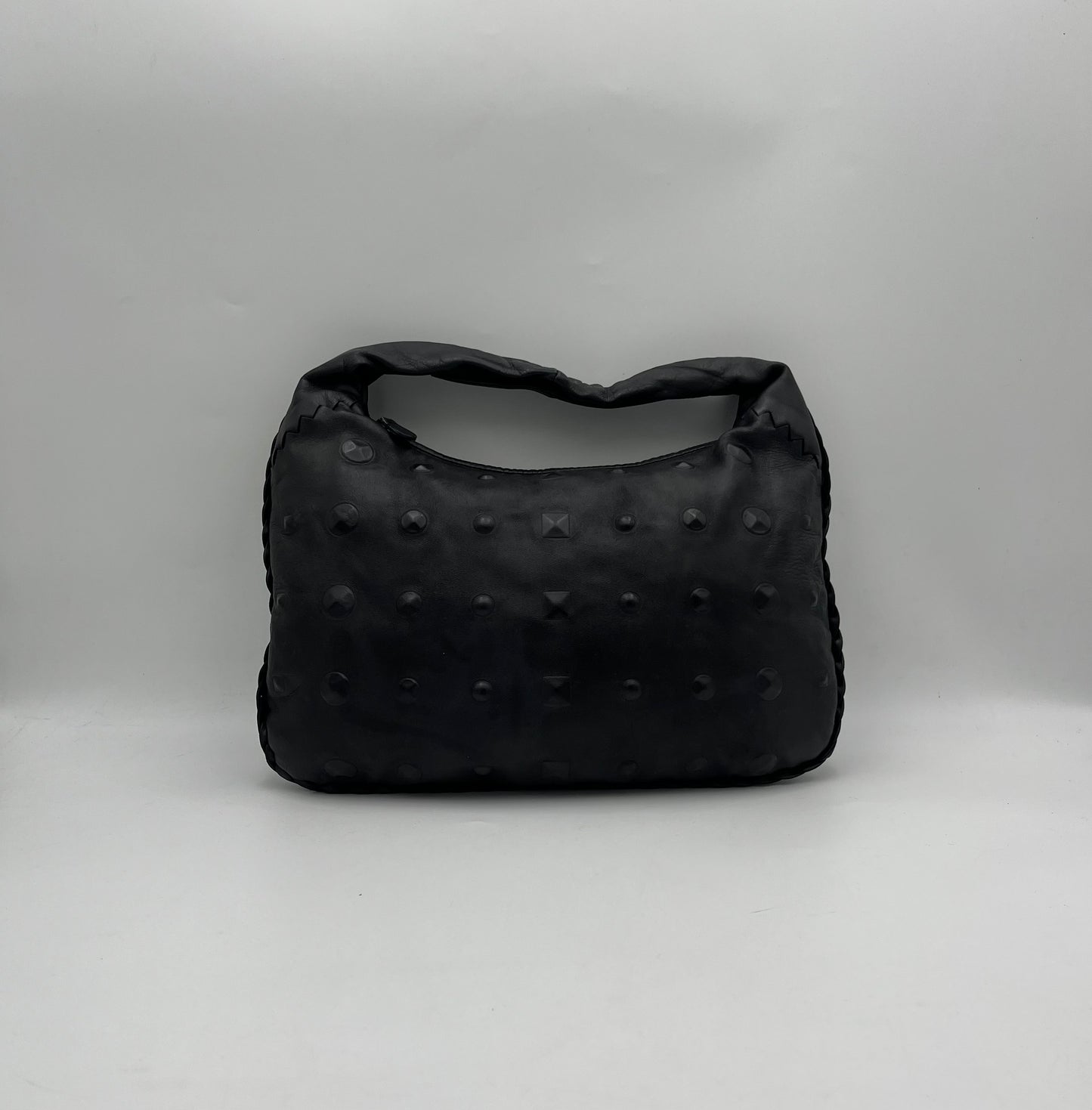 Bottega Veneta Black Studded Leather Hobo Bag