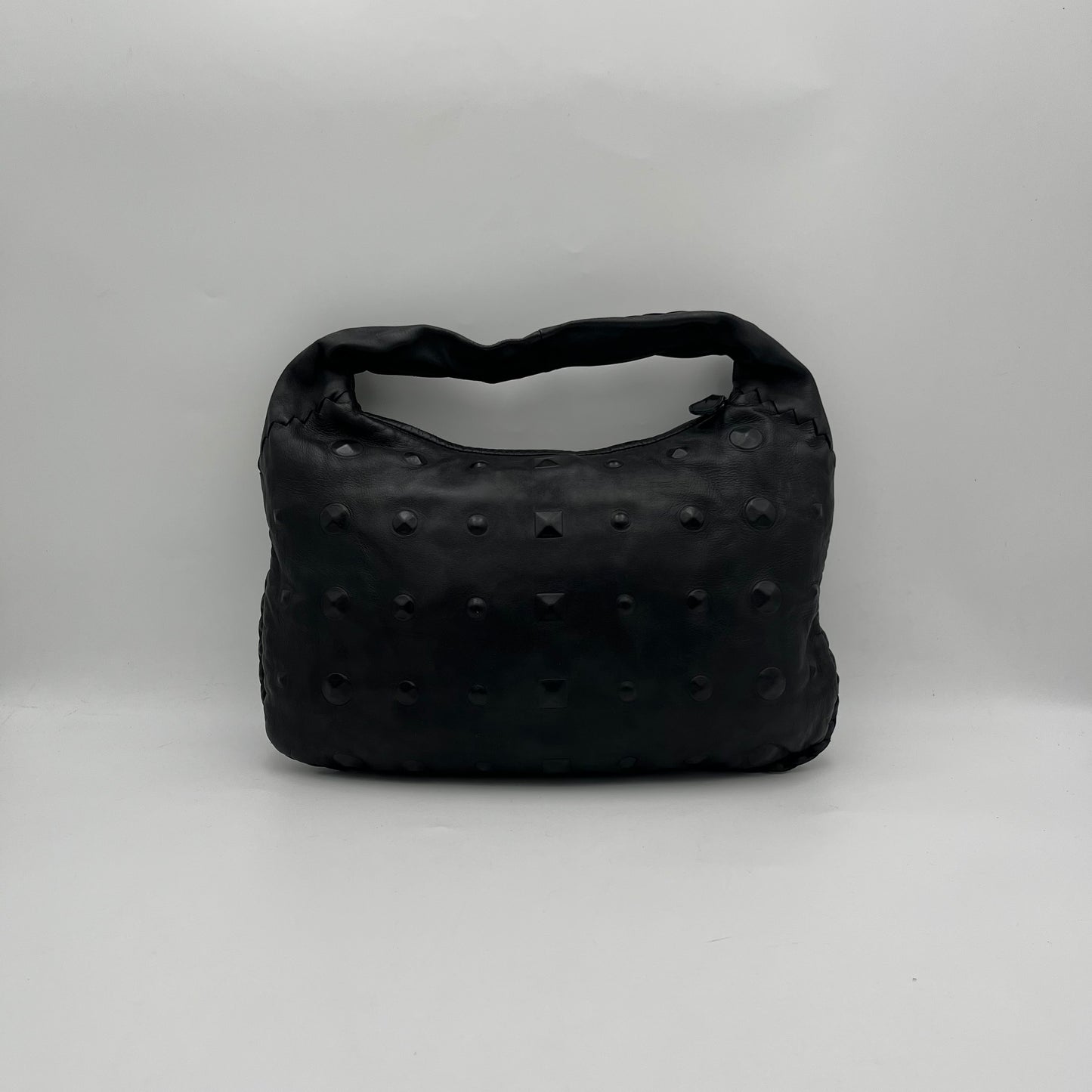 Bottega Veneta Black Studded Leather Hobo Bag