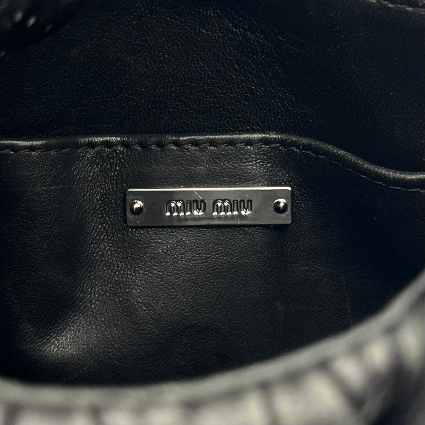 Miu Miu Black Matelasse Leather Mini Tote