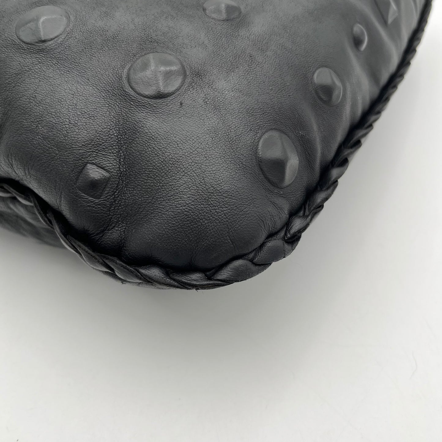 Bottega Veneta Black Studded Leather Hobo Bag