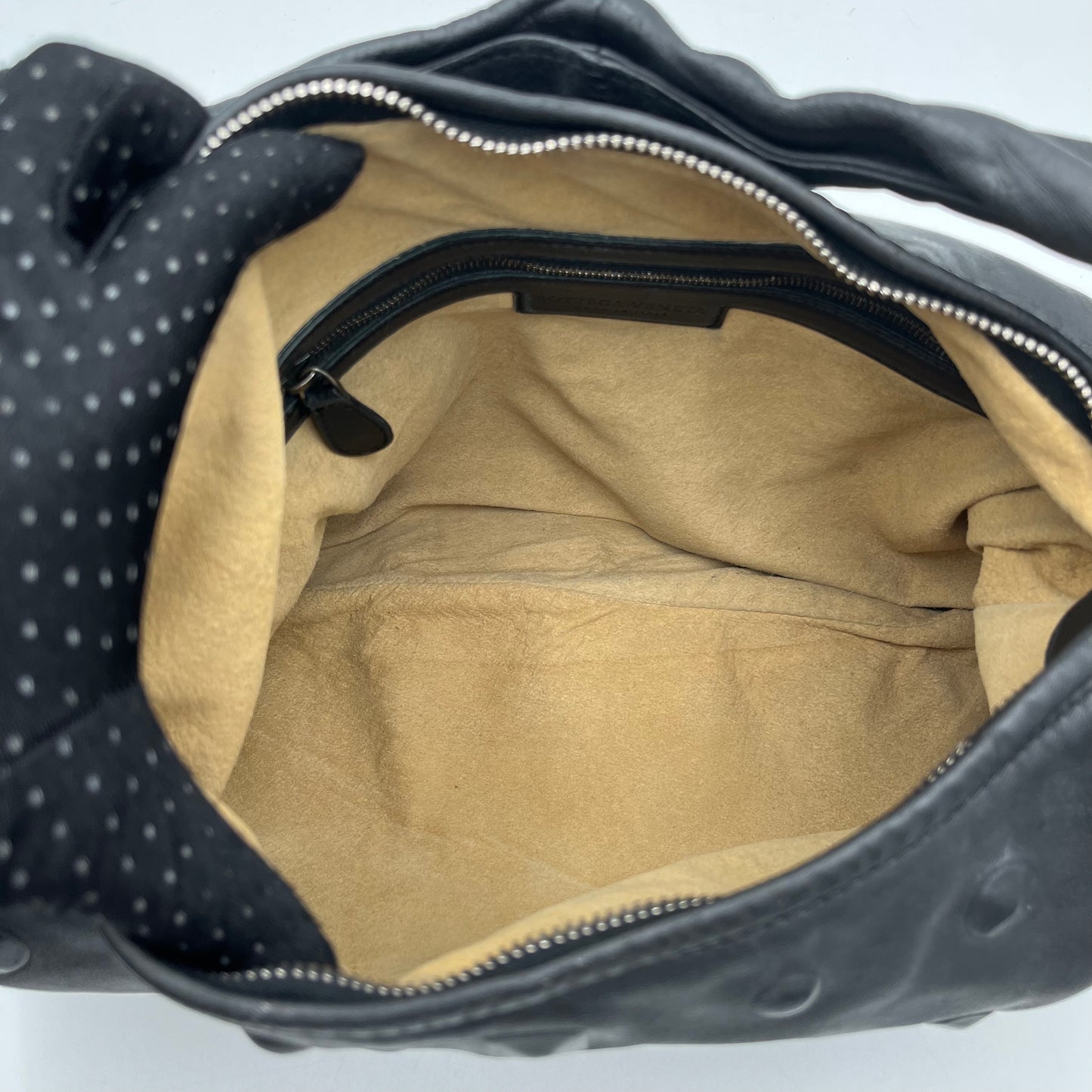 Bottega Veneta Black Studded Leather Hobo Bag