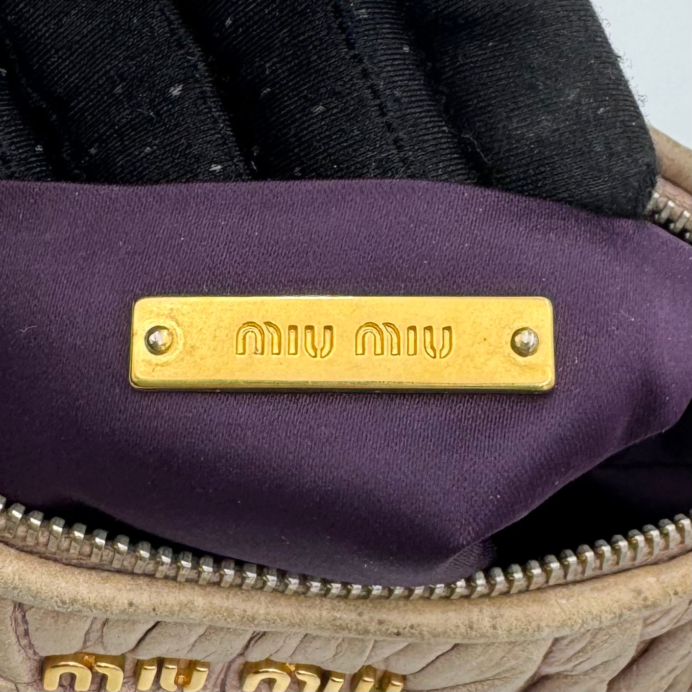 Miu Miu Mughetto Pink Matelasse Leather Lock Charm Pochette GHW