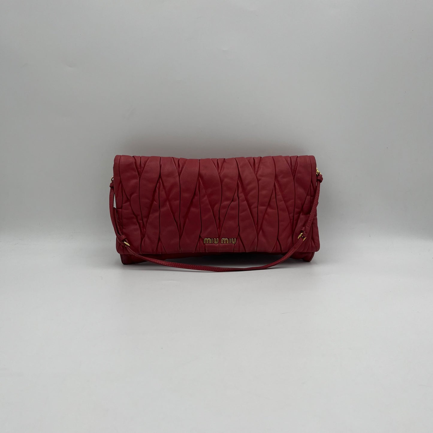 Miu Miu Red Matelasse Leather Flap Shoulder Bag