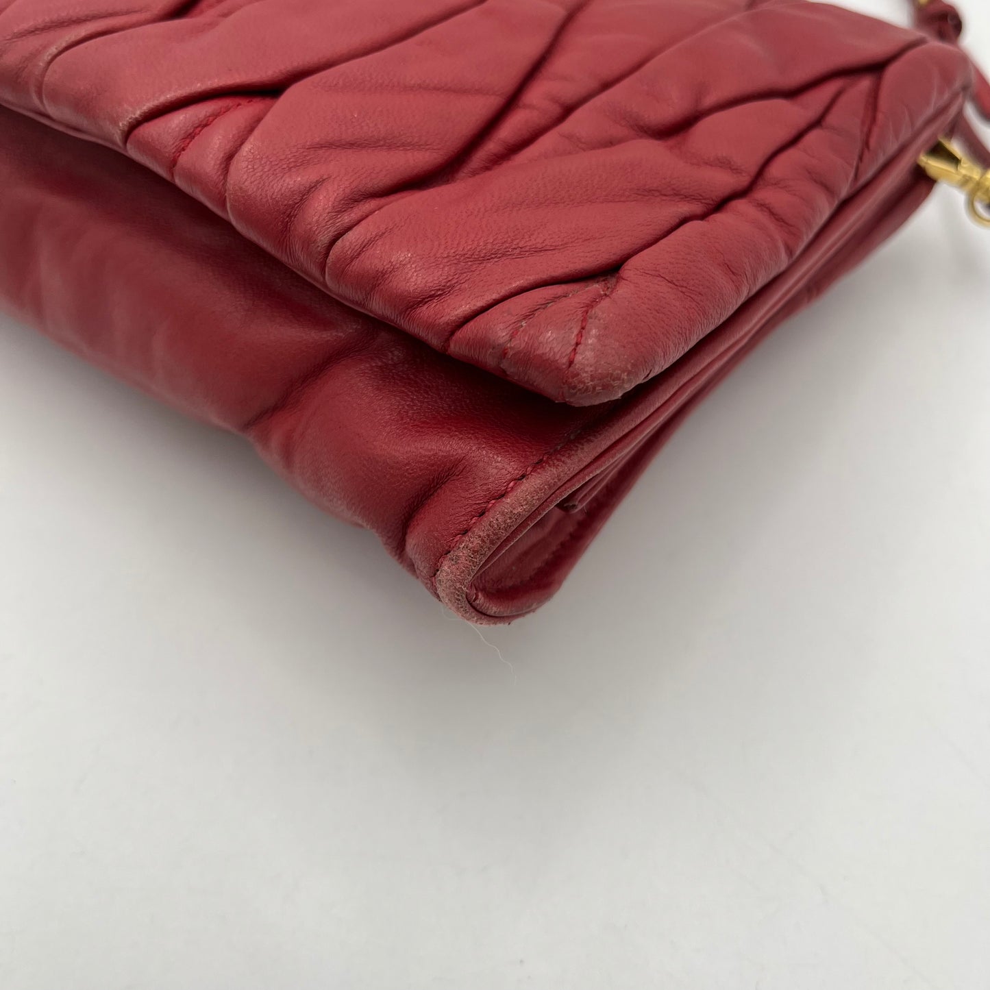 Miu Miu Red Matelasse Leather Flap Shoulder Bag
