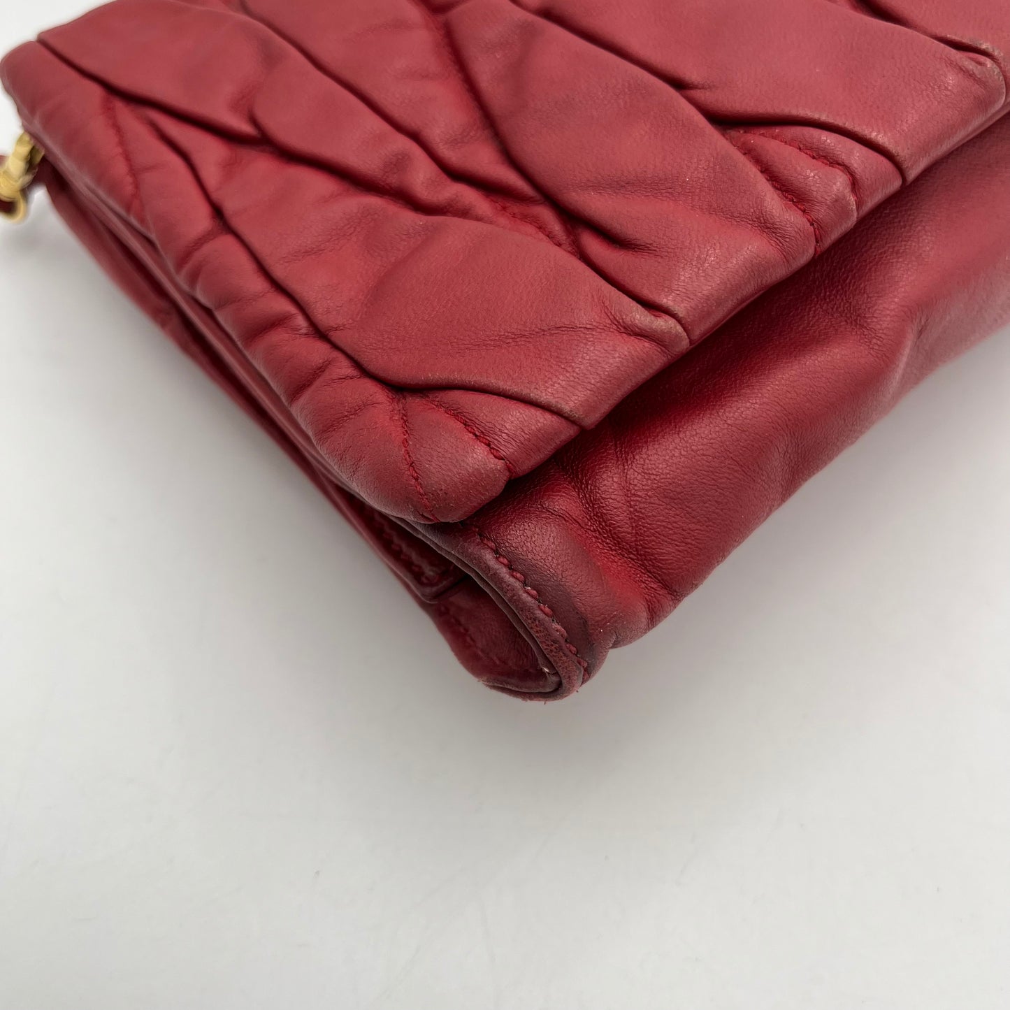 Miu Miu Red Matelasse Leather Flap Shoulder Bag