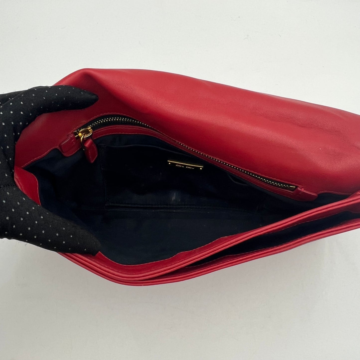 Miu Miu Red Matelasse Leather Flap Shoulder Bag