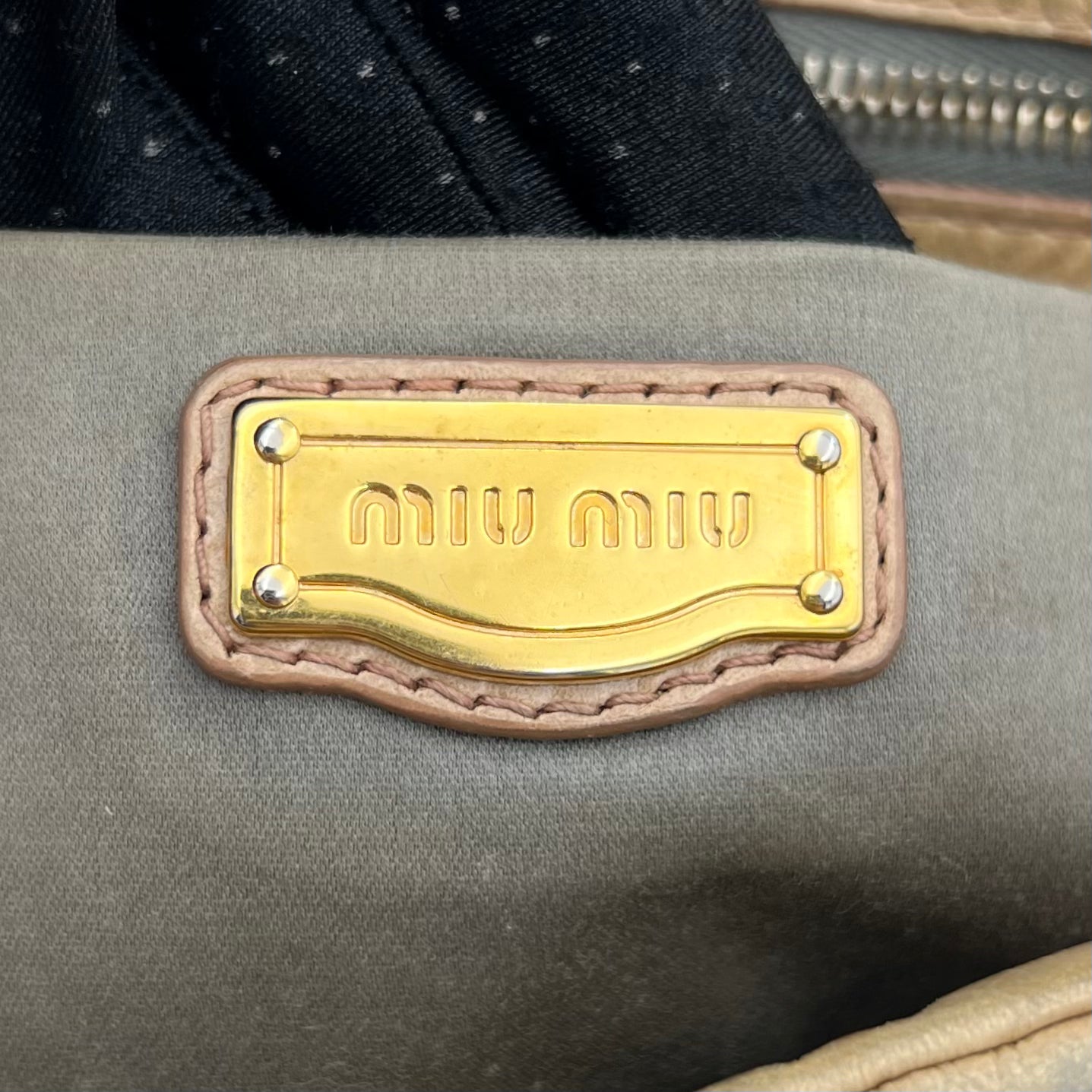 Miu Miu Beige Matelasse Leather Handbag with Long Strap