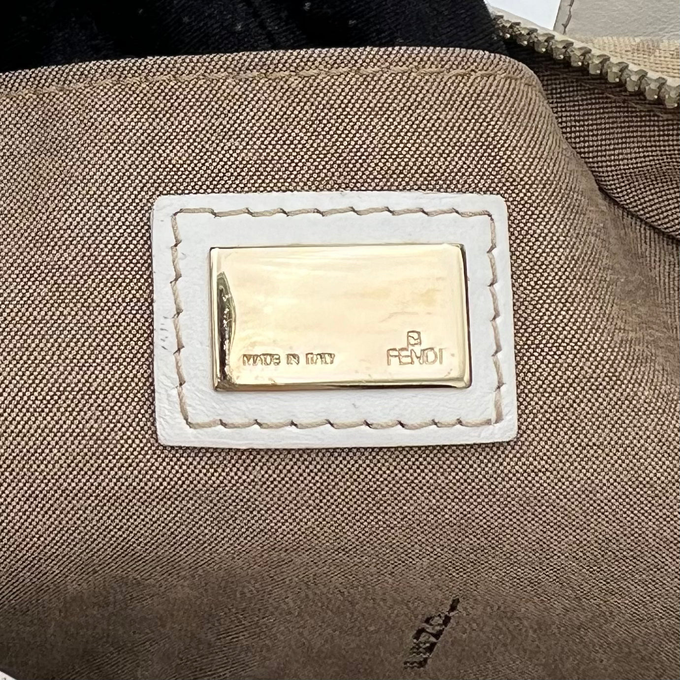Fendi Beige Zucchino White Leather Chef Hobo Bag