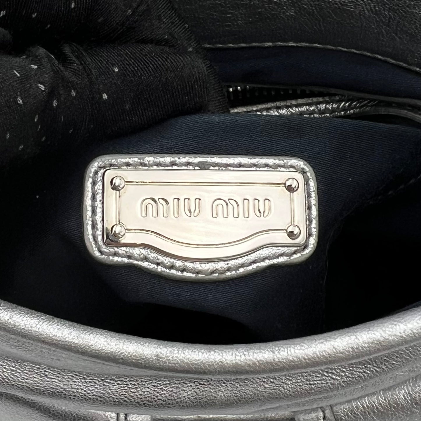Miu Miu Silver Matelasse Coffer Handbag