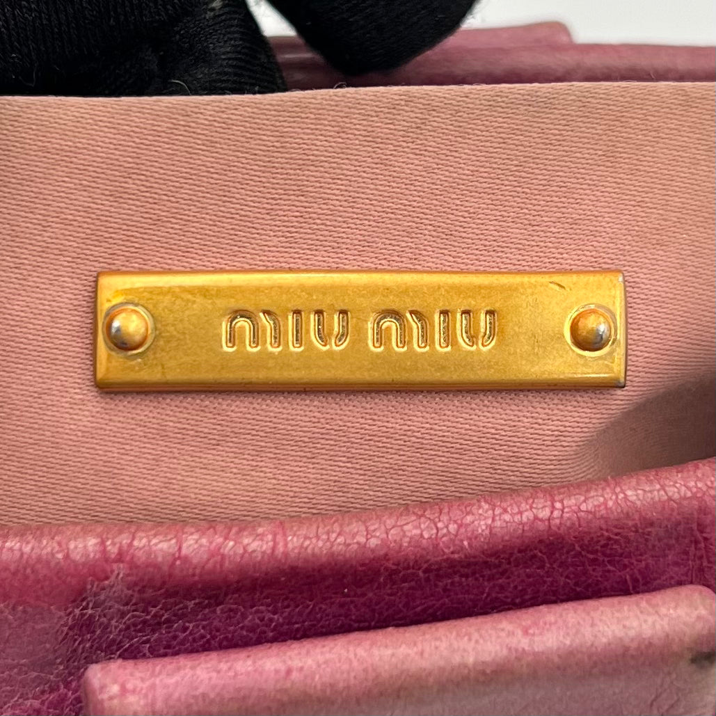 Miu Miu Pink Matelasse Leather Shoulder Bag