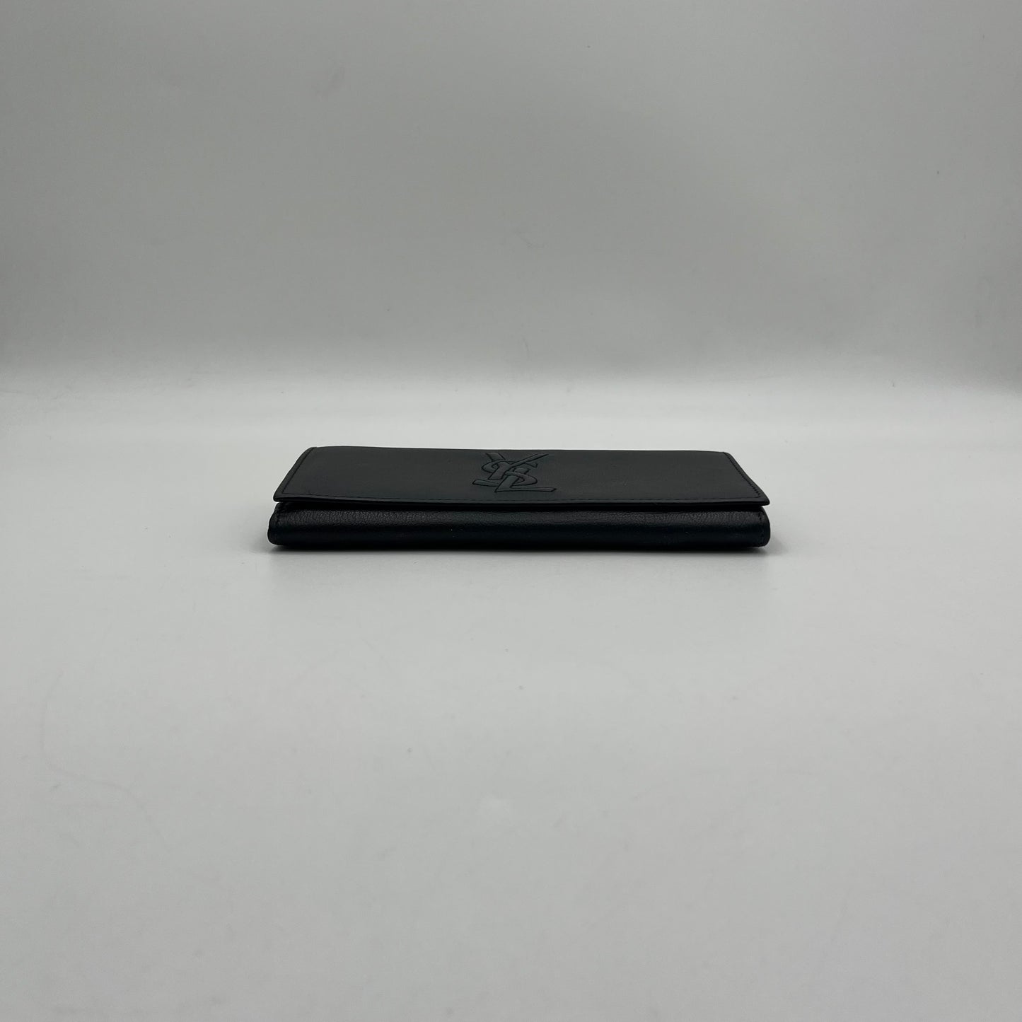 YSL Black Leather Flap Long Wallet