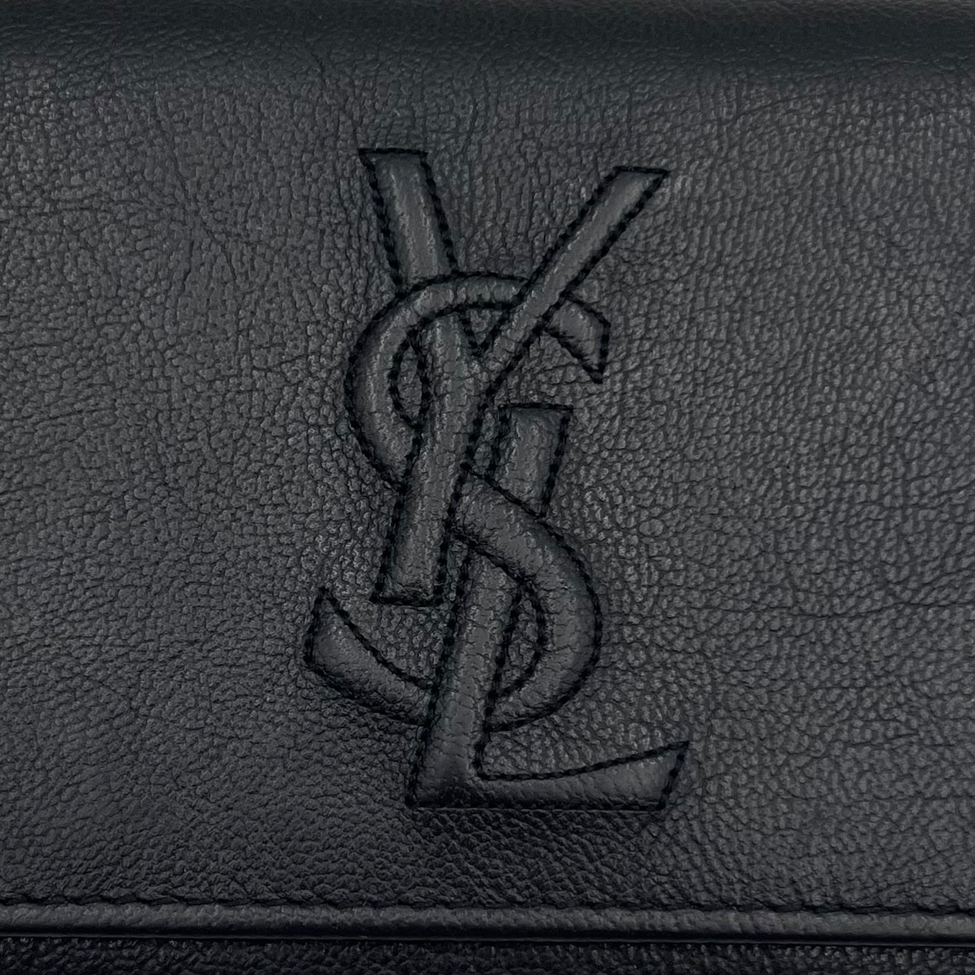 YSL Black Leather Flap Long Wallet
