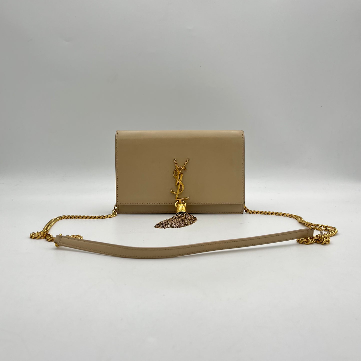 YSL Beige Calfskin Small Kate Tassel Crossbody
