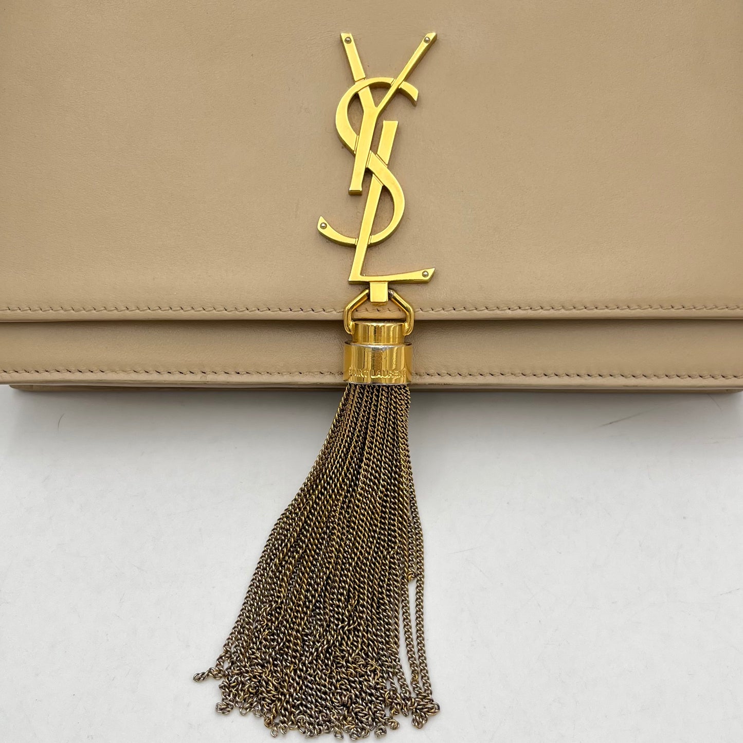 YSL Beige Calfskin Small Kate Tassel Crossbody