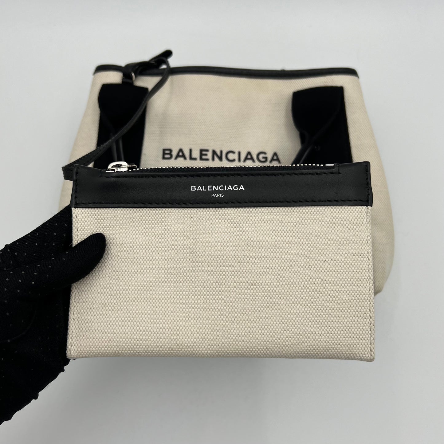 Balenciaga White Navy Cabas XS