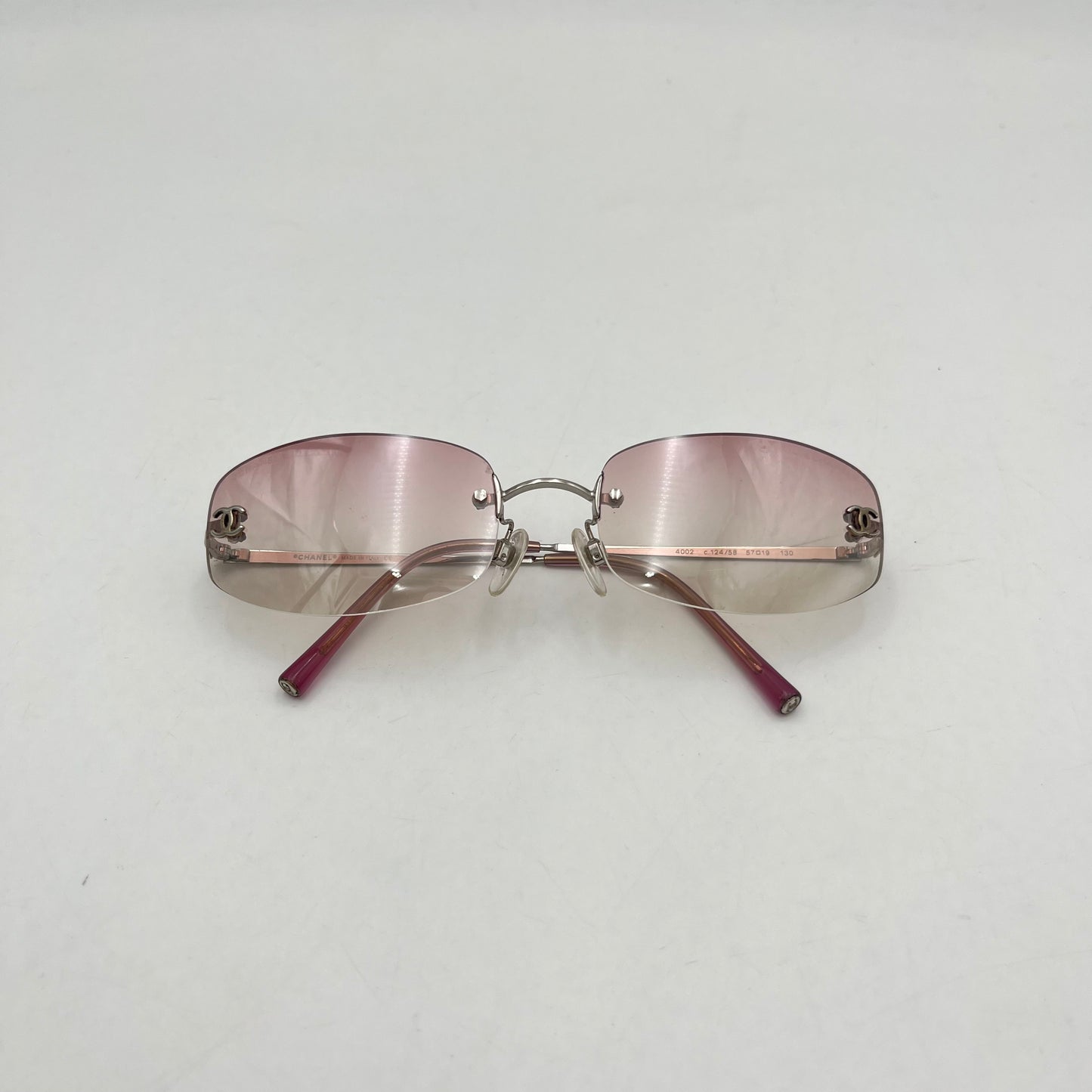 Chanel Vintage Pink Purple Rimless Sunglasses