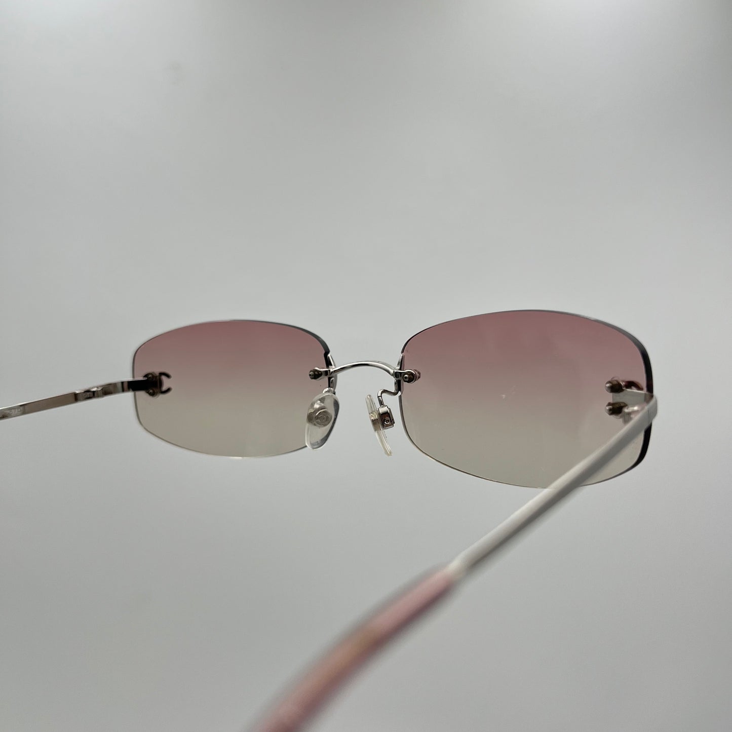 Chanel Vintage Pink Purple Rimless Sunglasses