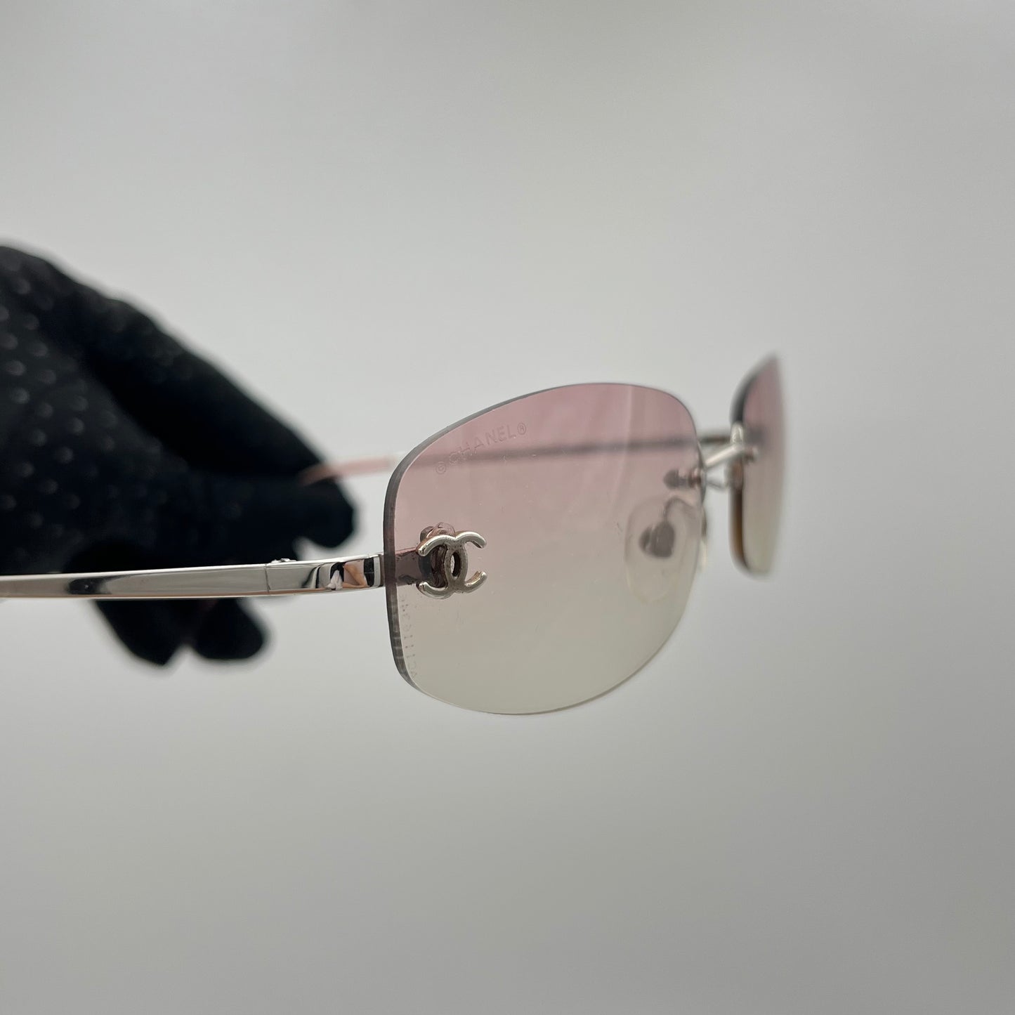 Chanel Vintage Pink Purple Rimless Sunglasses