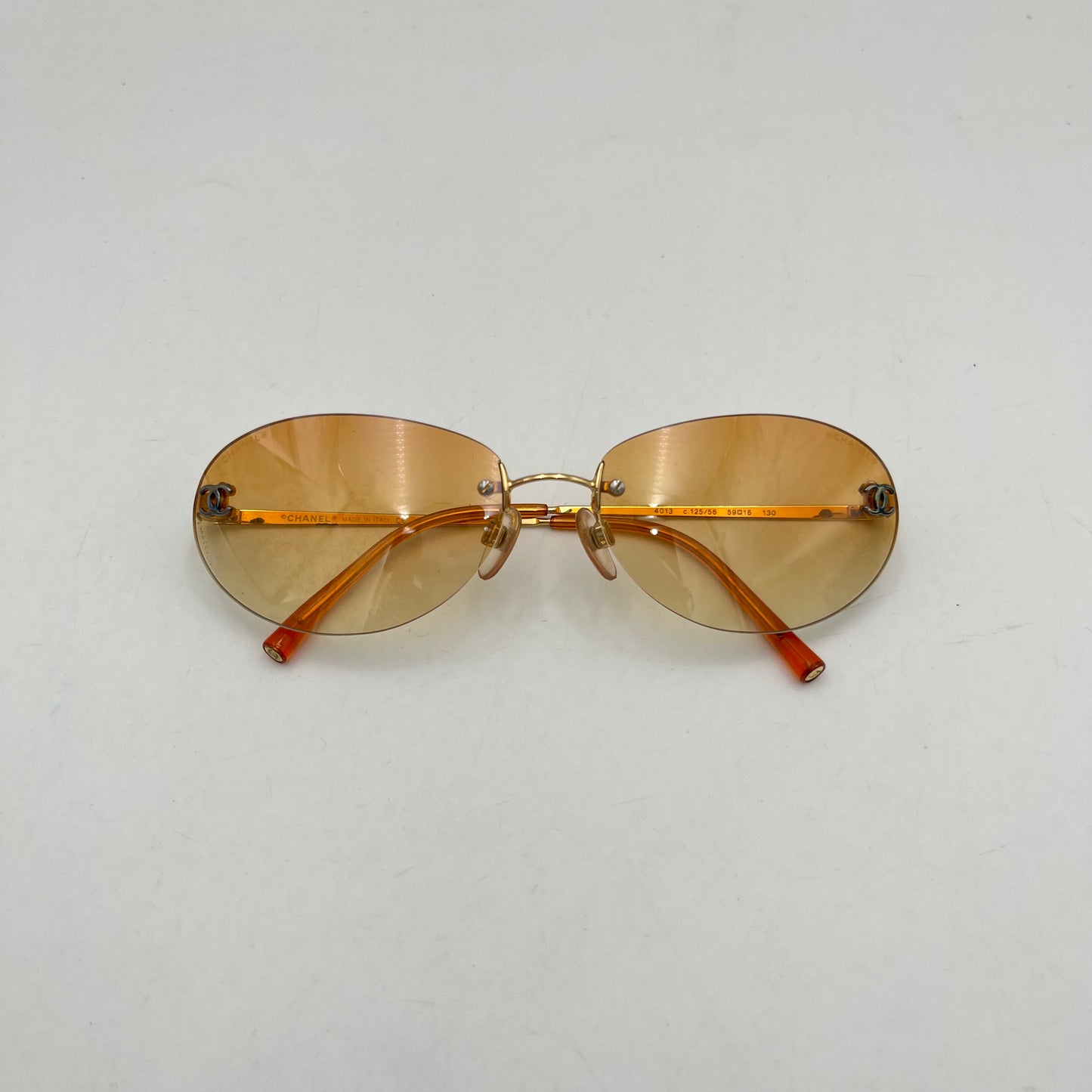 Chanel Vintage Orange Rimless Sunglasses