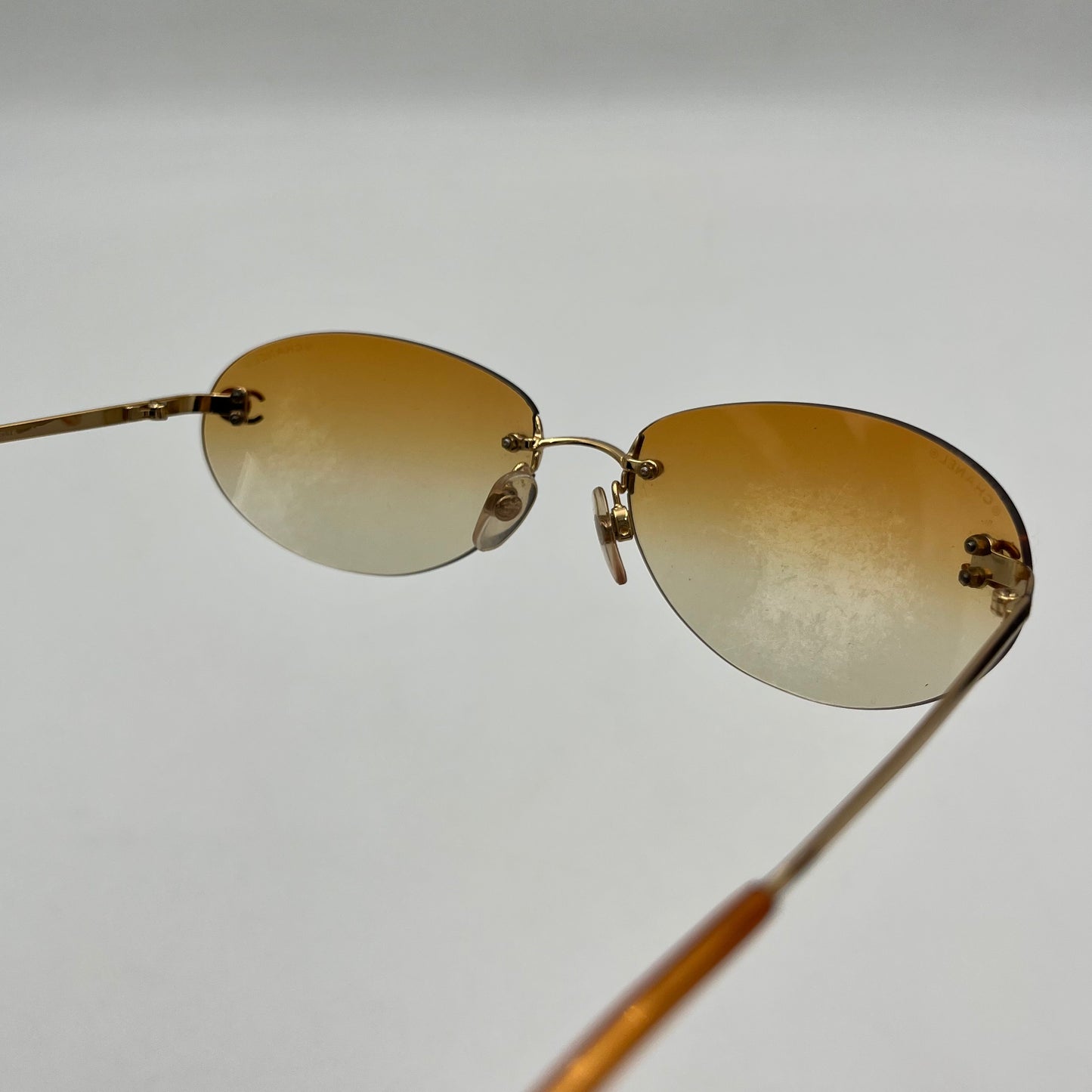 Chanel Vintage Orange Rimless Sunglasses
