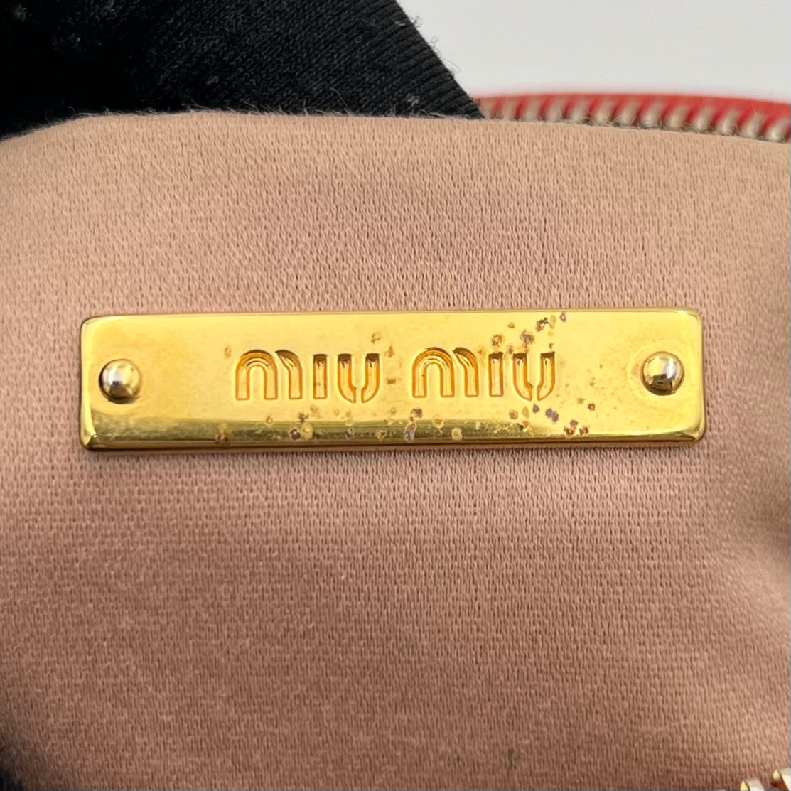 Miu Miu Red Vitello Shine Bow Pochette