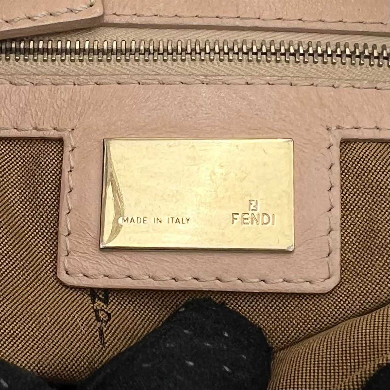 Fendi Tobacco Zucca Light Pink Leather Chef Hobo Bag