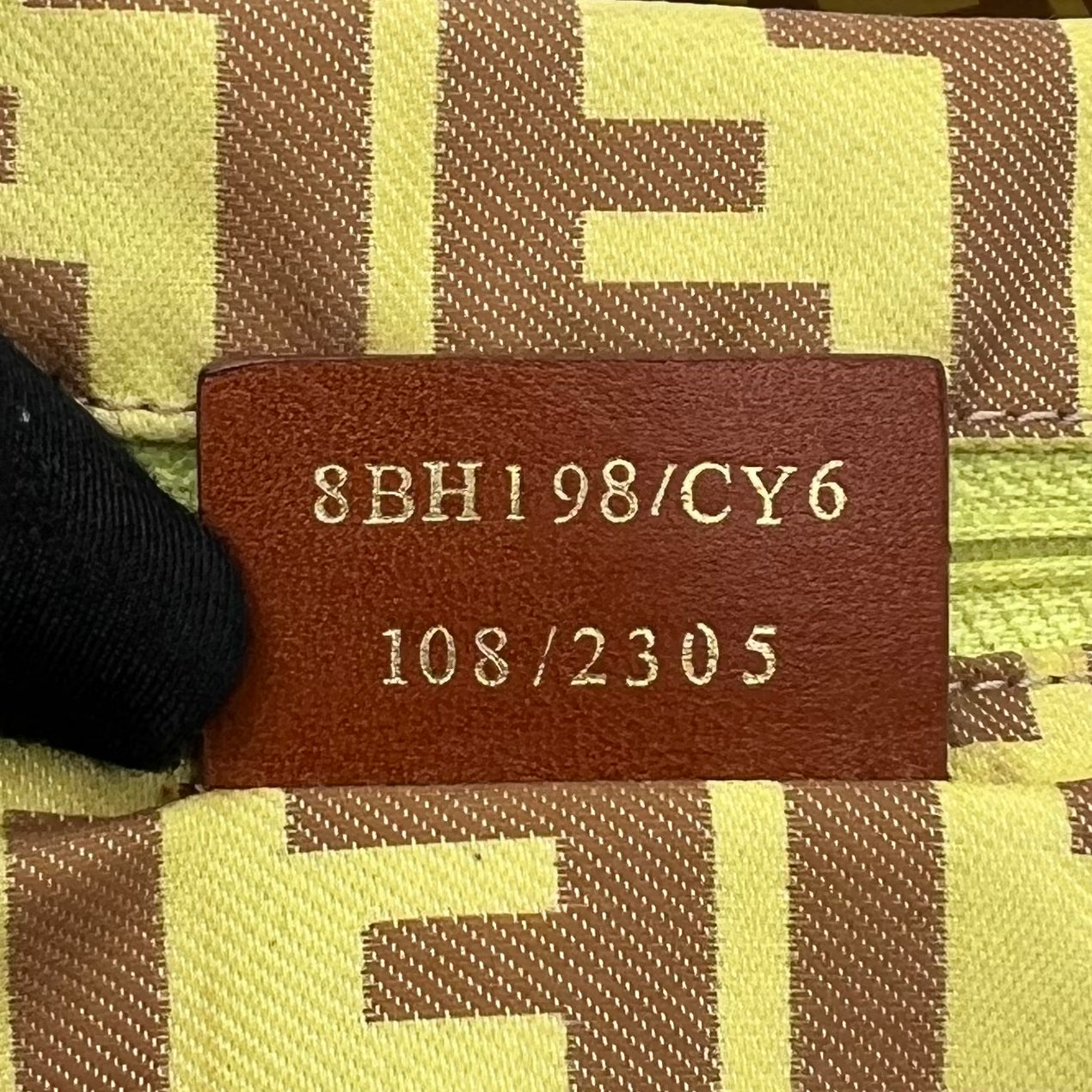 Fendi Light Yellow Zucca Nylon Brown Leather Roll Zip Tote