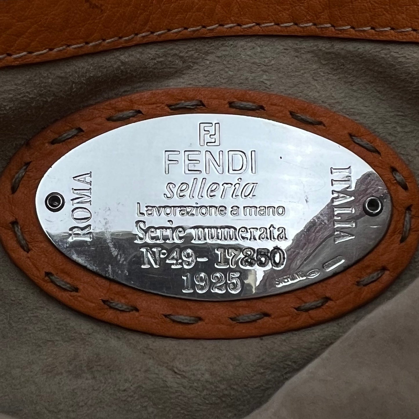 Fendi Orange Woven Leather Baguette
