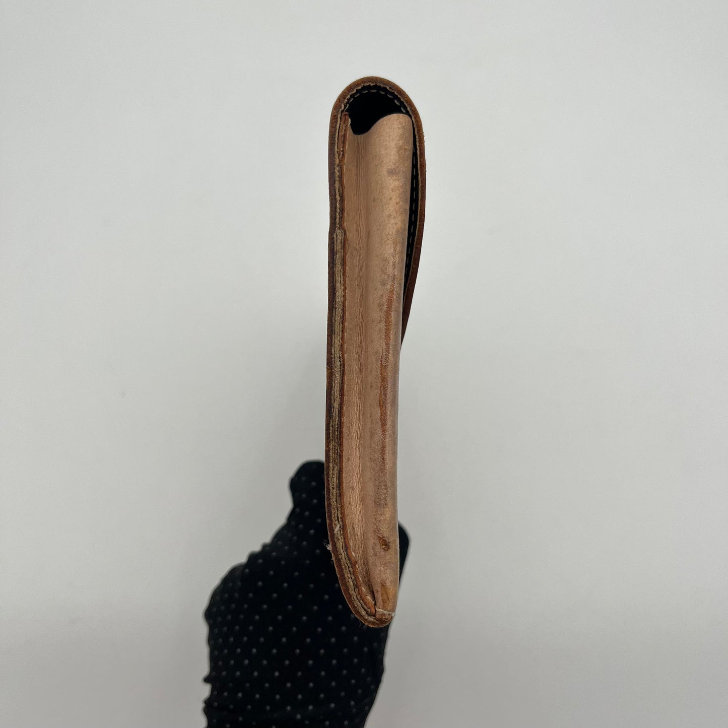 Vintage Beige Tooled Leather Flap Clutch