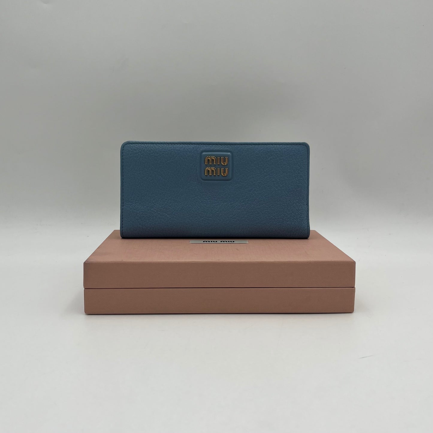 Miu Miu Powder Blue Leather Bifold Long Wallet
