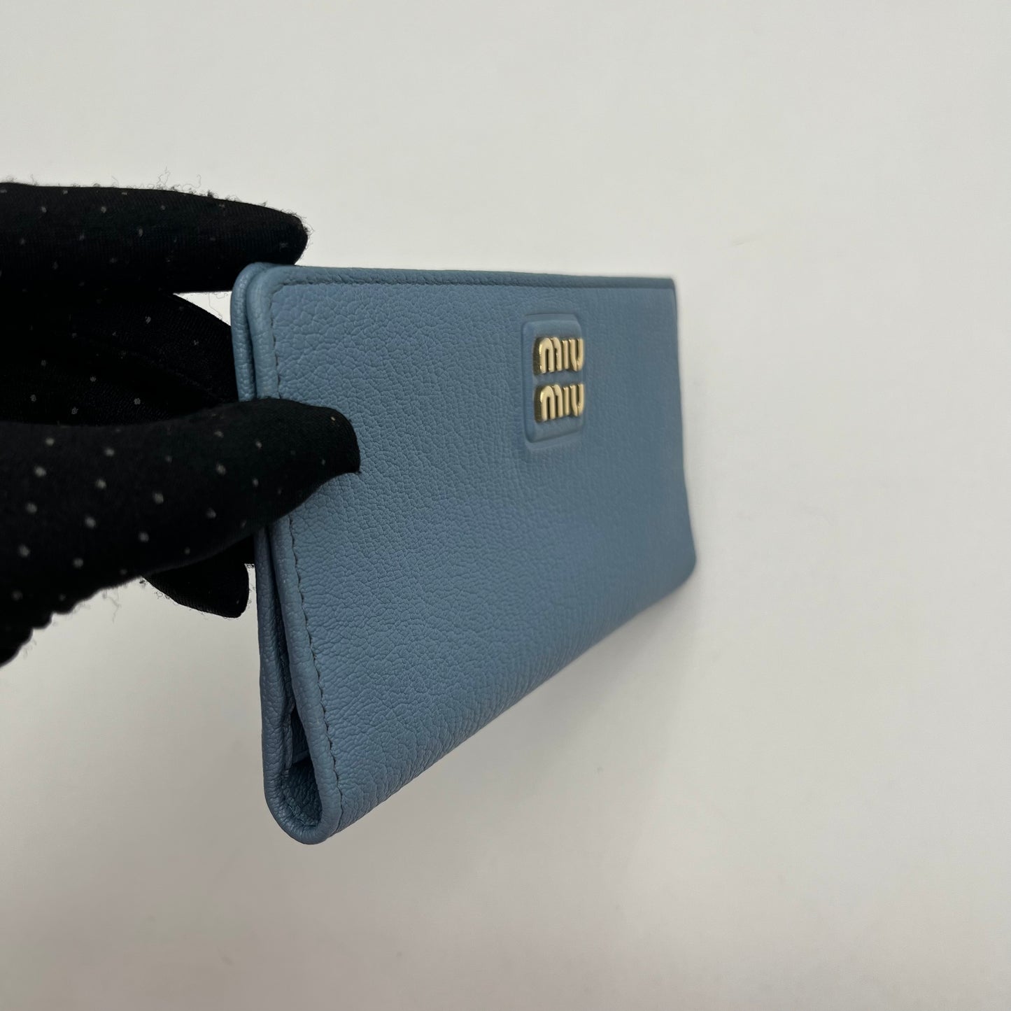 Miu Miu Powder Blue Leather Bifold Long Wallet