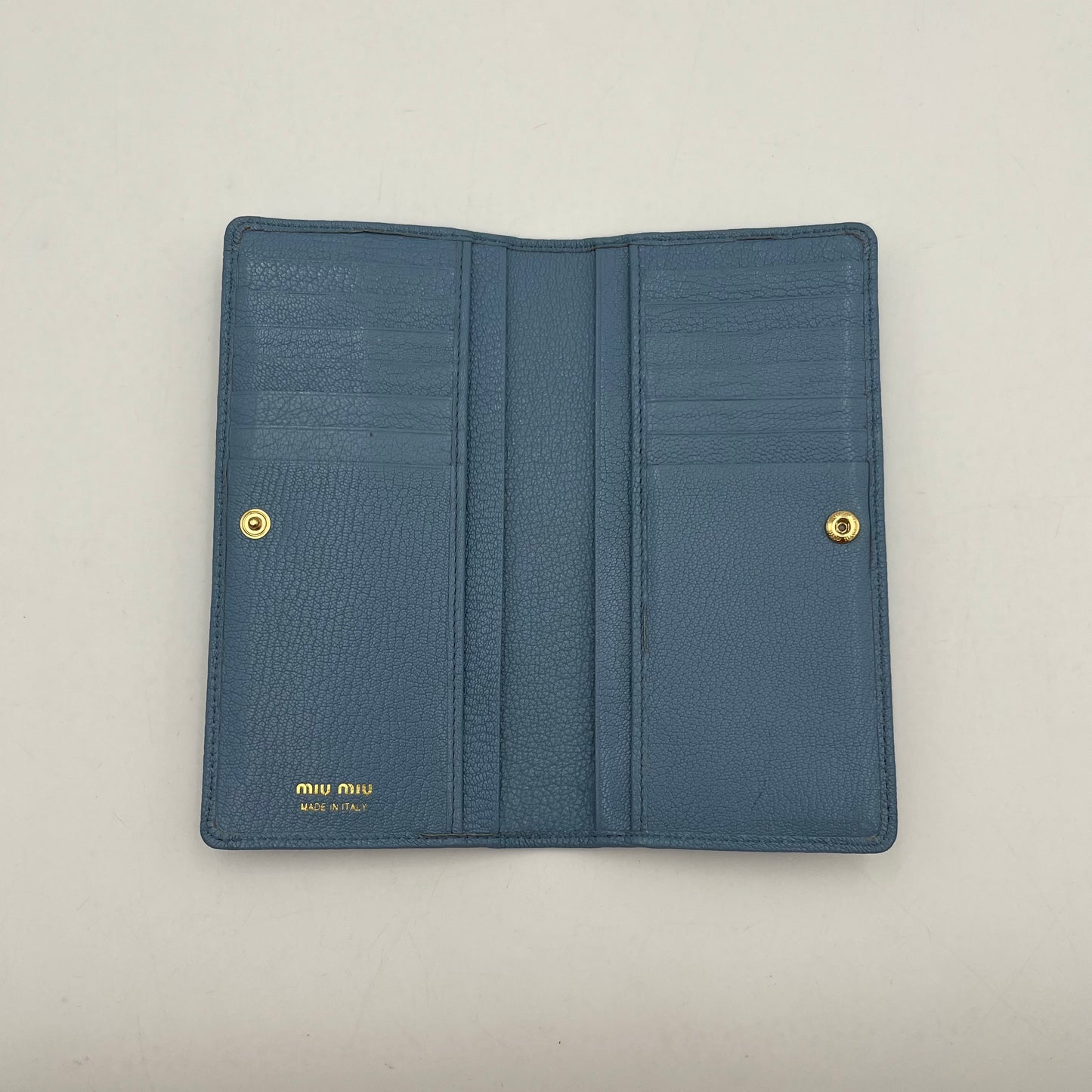 Miu Miu Powder Blue Leather Bifold Long Wallet