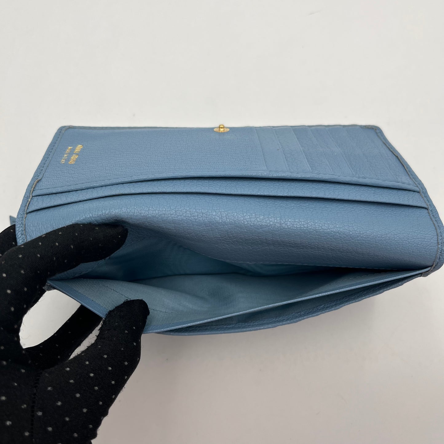 Miu Miu Powder Blue Leather Bifold Long Wallet