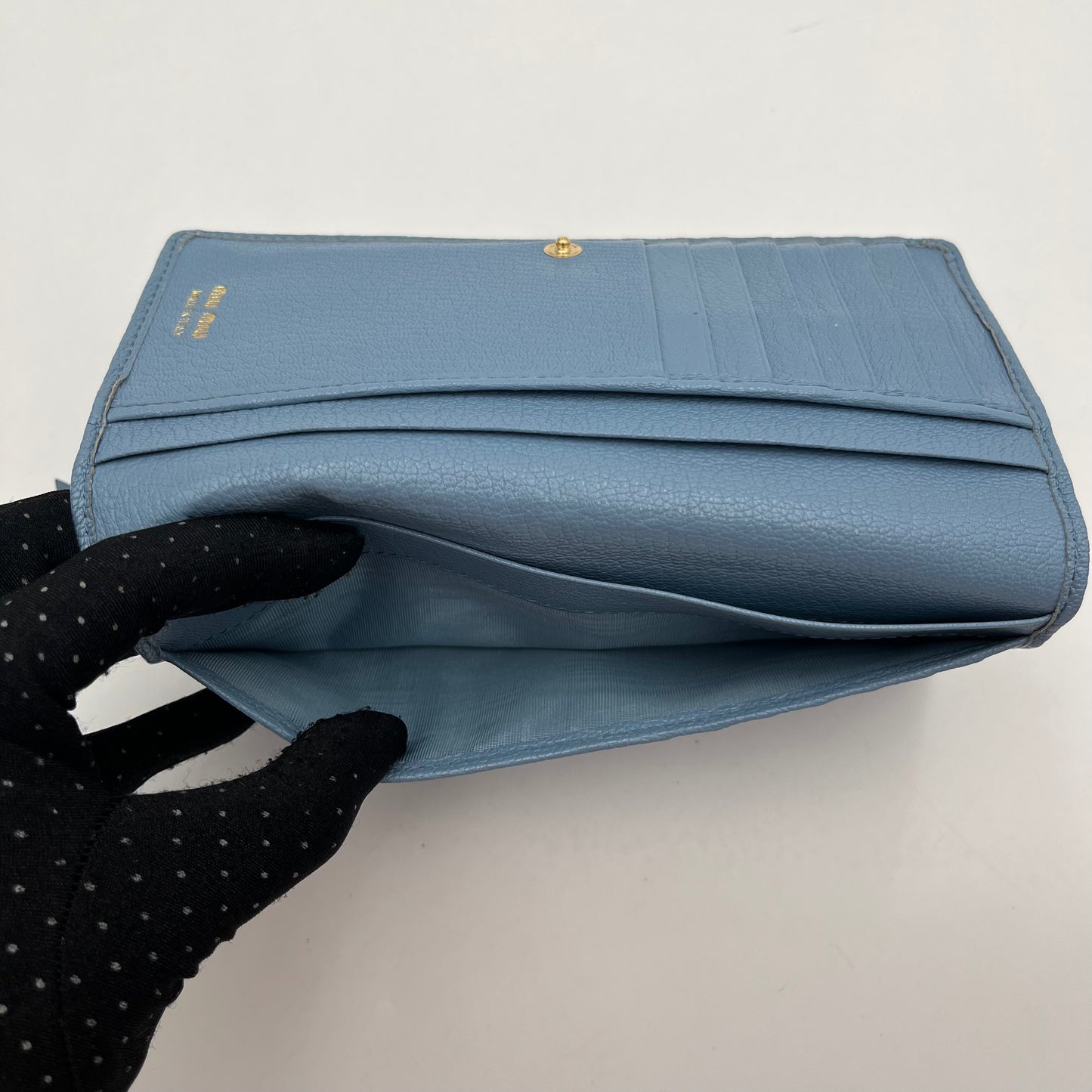 Miu Miu Powder Blue Leather Bifold Long Wallet
