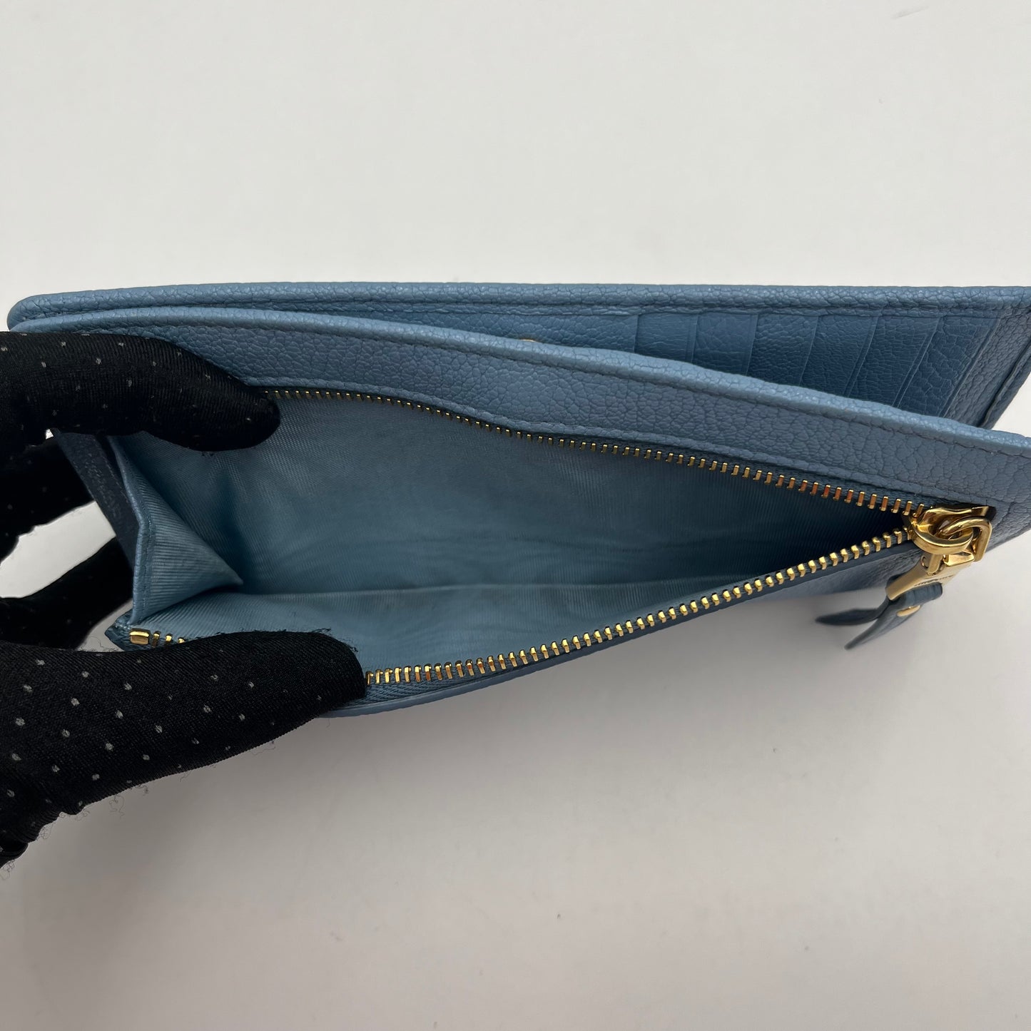 Miu Miu Powder Blue Leather Bifold Long Wallet