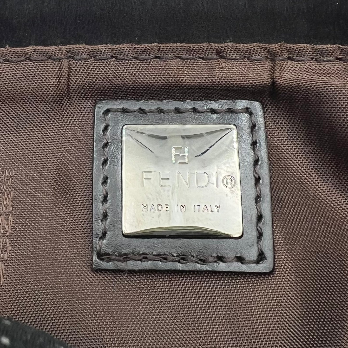 Fendi Brown Zucchino Canvas Pochette