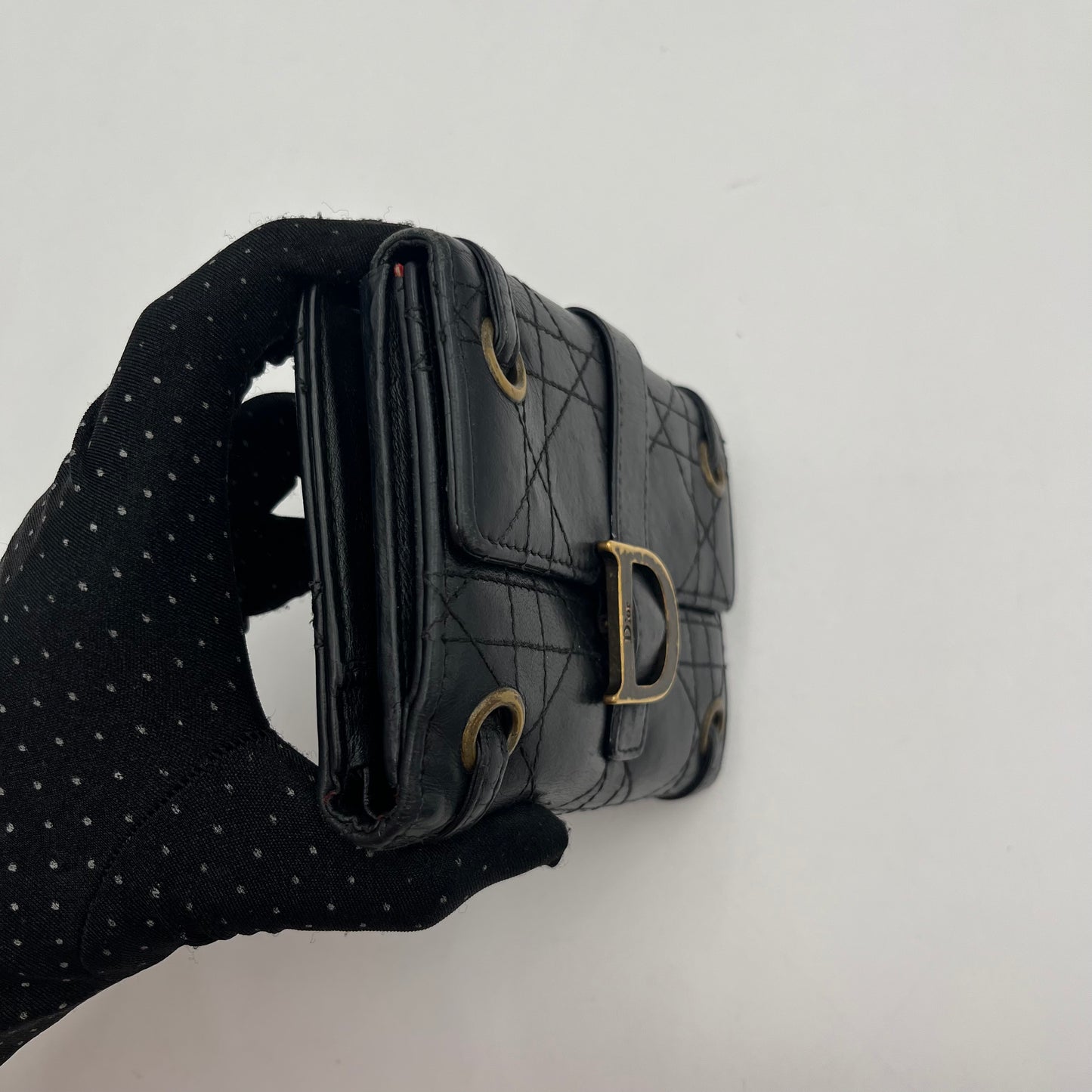Christian Dior Black Quilted Leather Medium Wallet