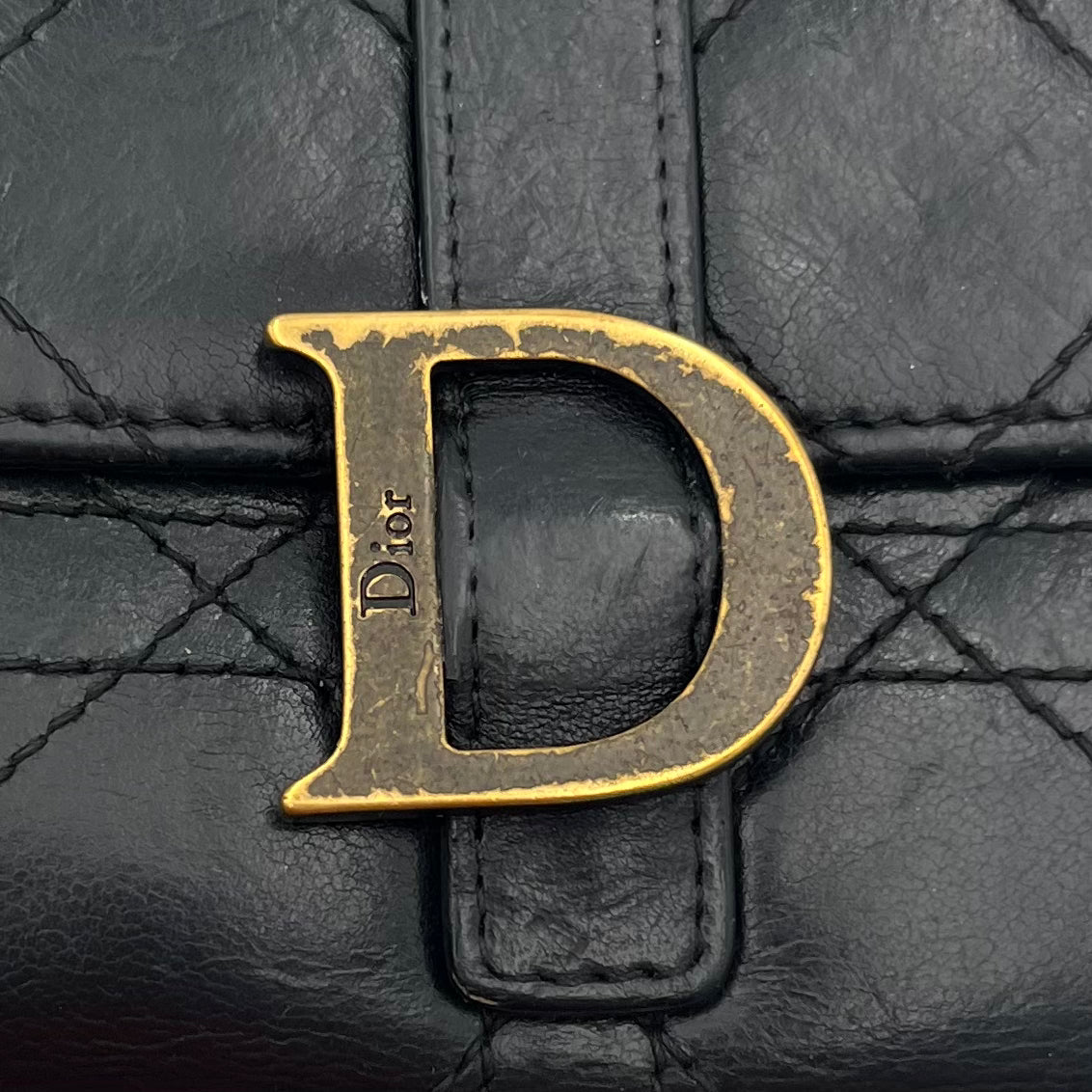 Christian Dior Black Quilted Leather Medium Wallet