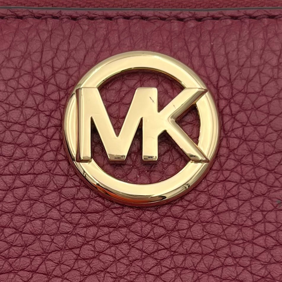 Michael Kors Red Leather Zip Around Card Case