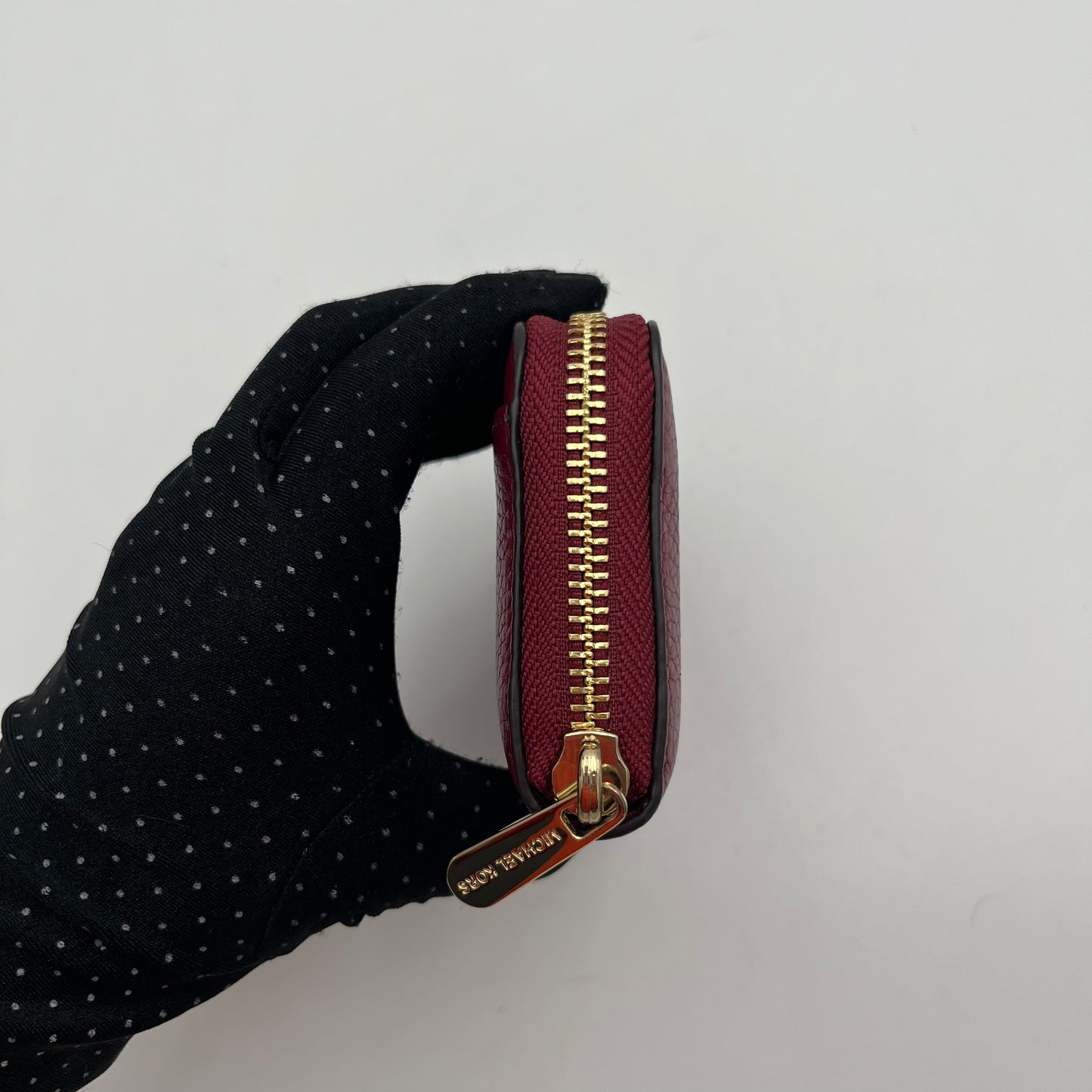 Michael Kors Red Leather Zip Around Card Case