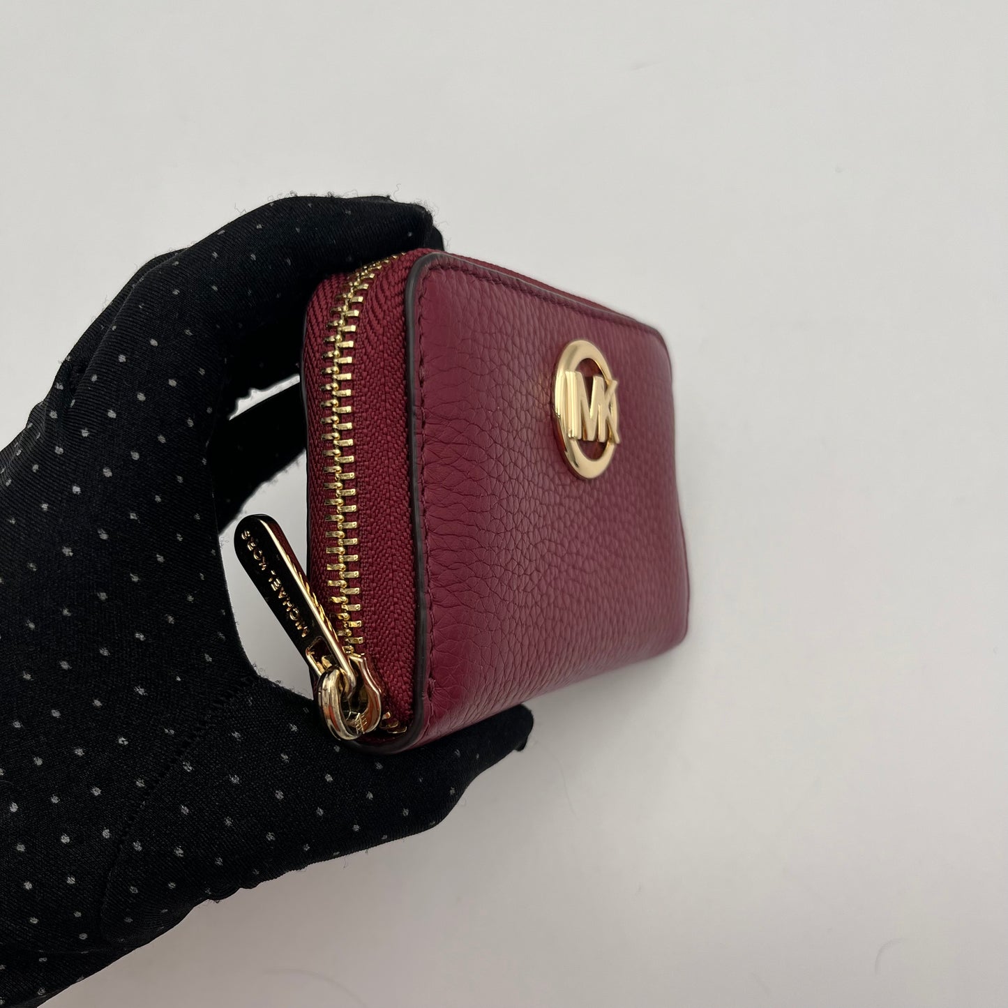 Michael Kors Red Leather Zip Around Card Case