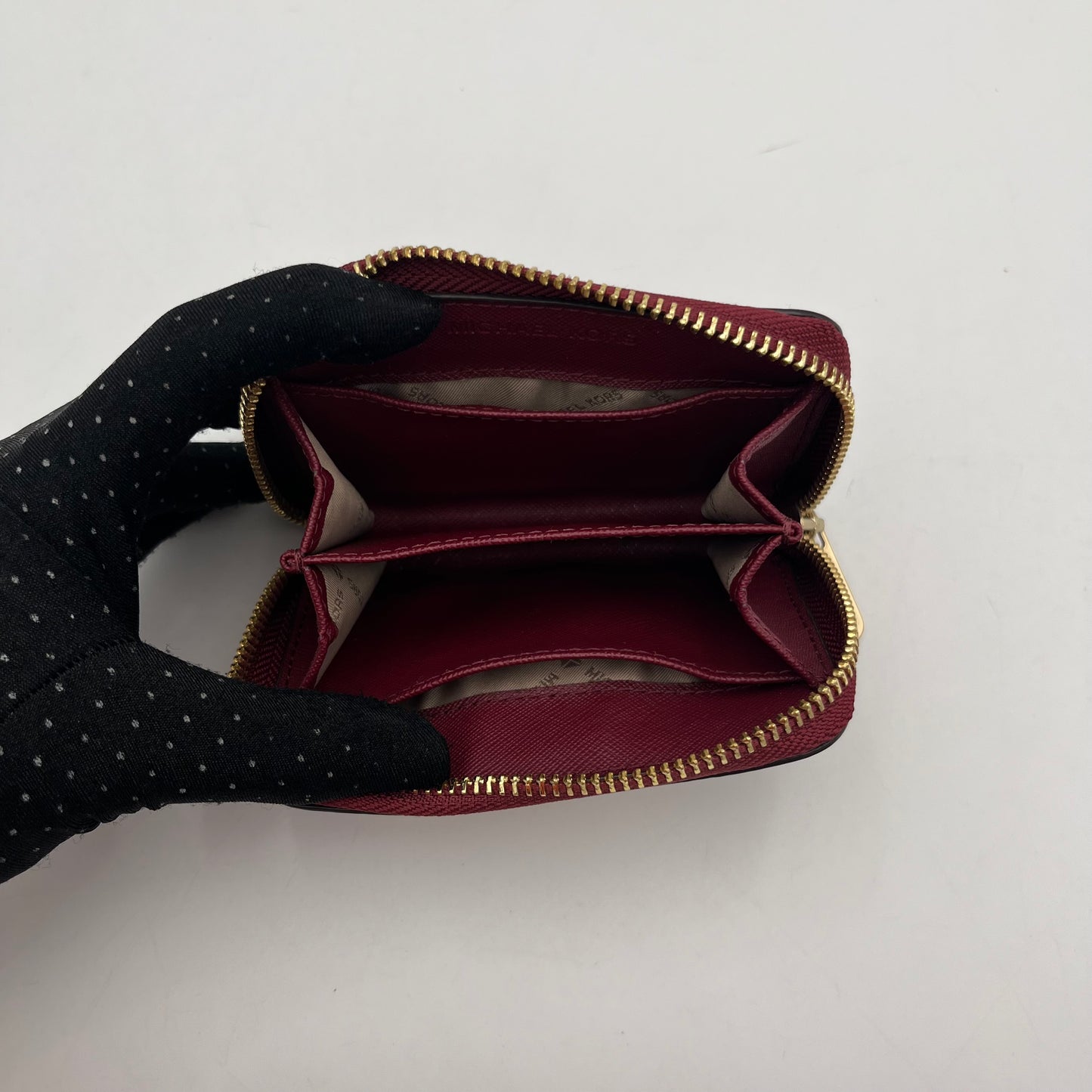Michael Kors Red Leather Zip Around Card Case