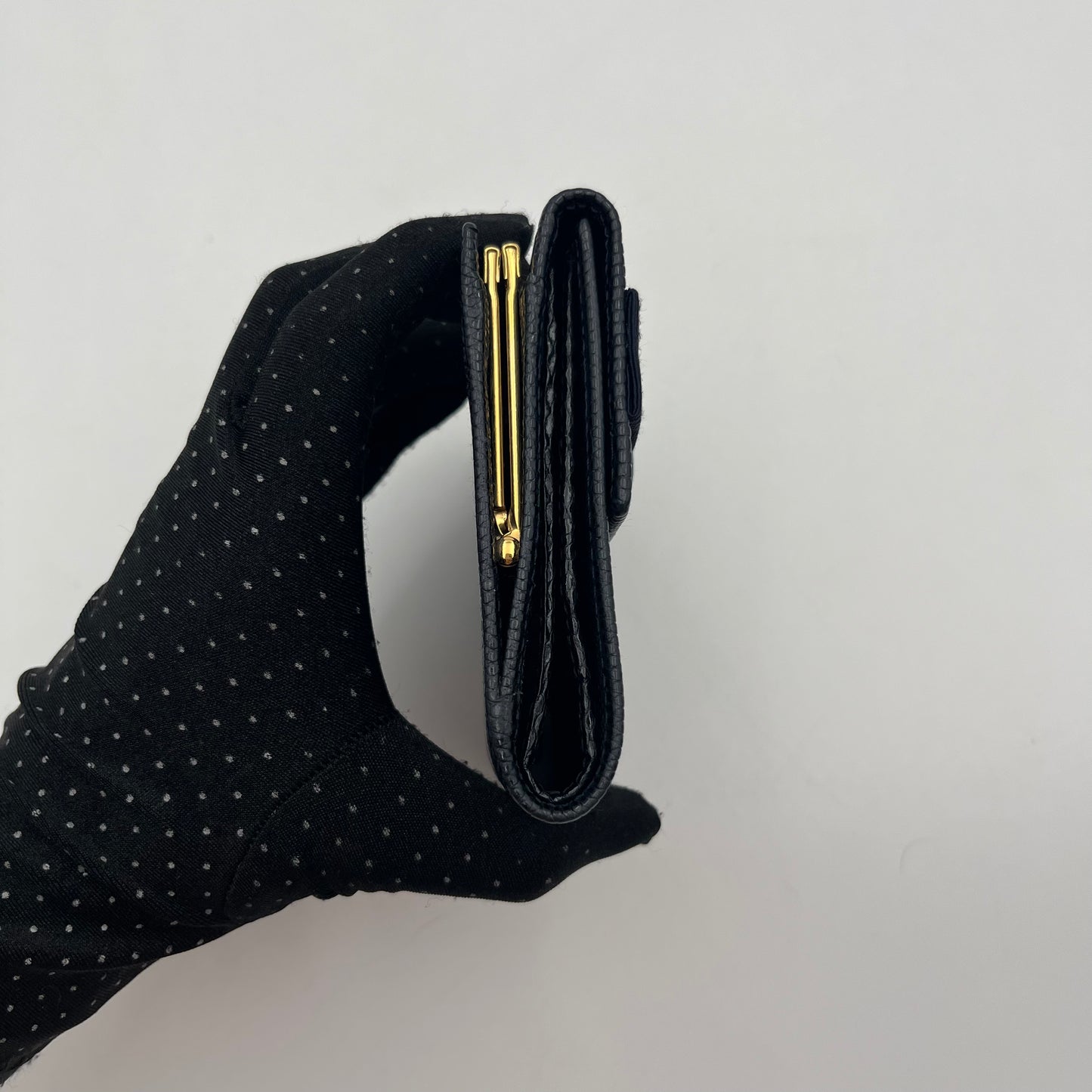 Salvatore Ferragamo Dark Blue Leather Trifold Short Wallet