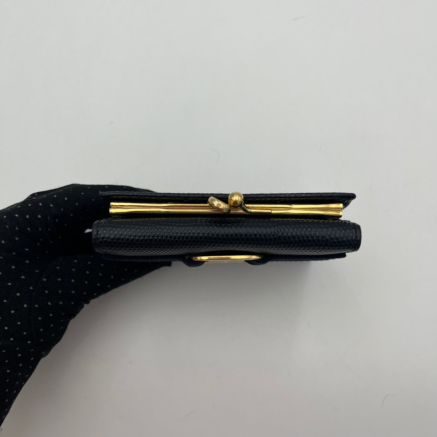 Salvatore Ferragamo Dark Blue Leather Trifold Short Wallet